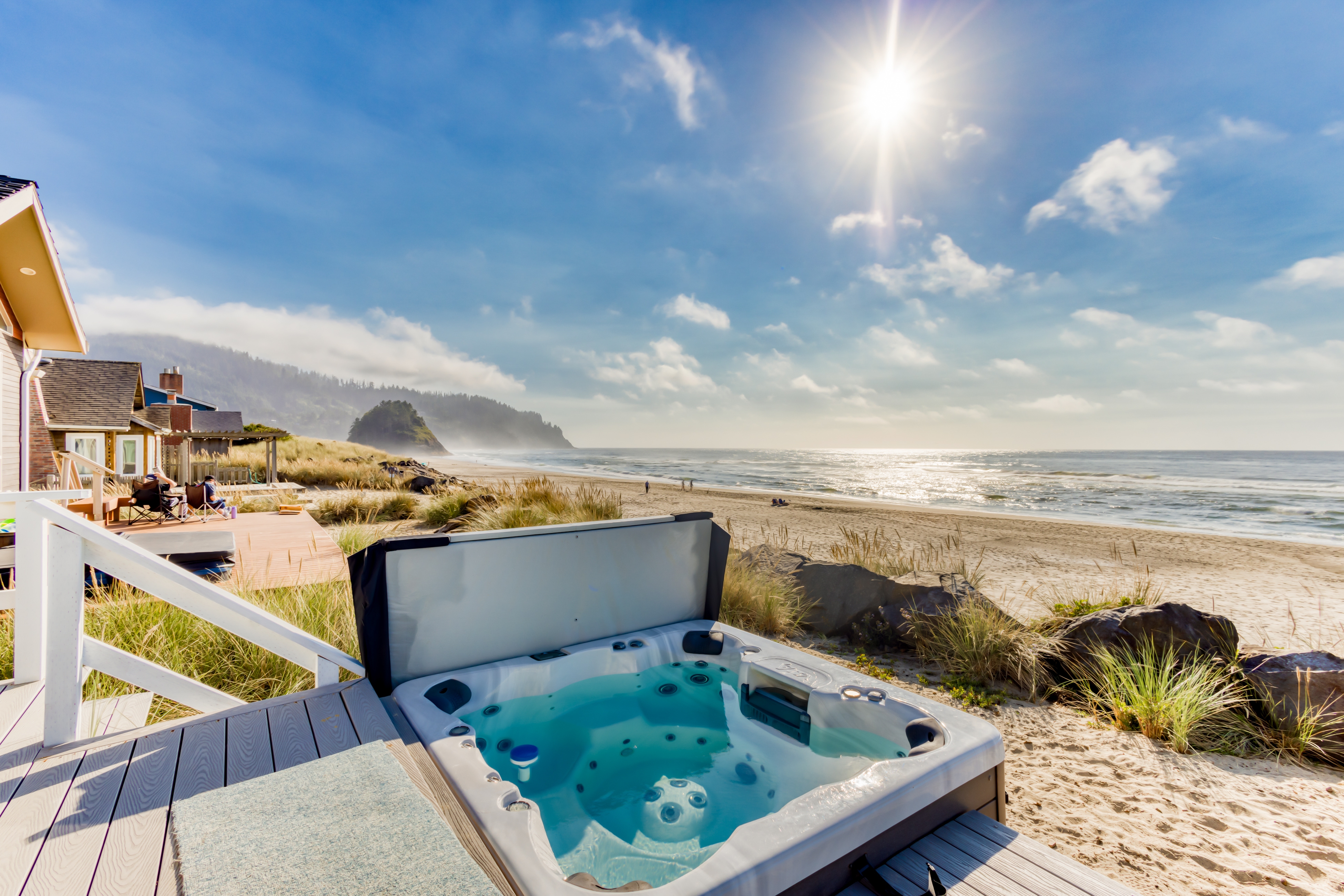 Beachfront home with ocean view hot tub and wood burning fireplace dog friendly