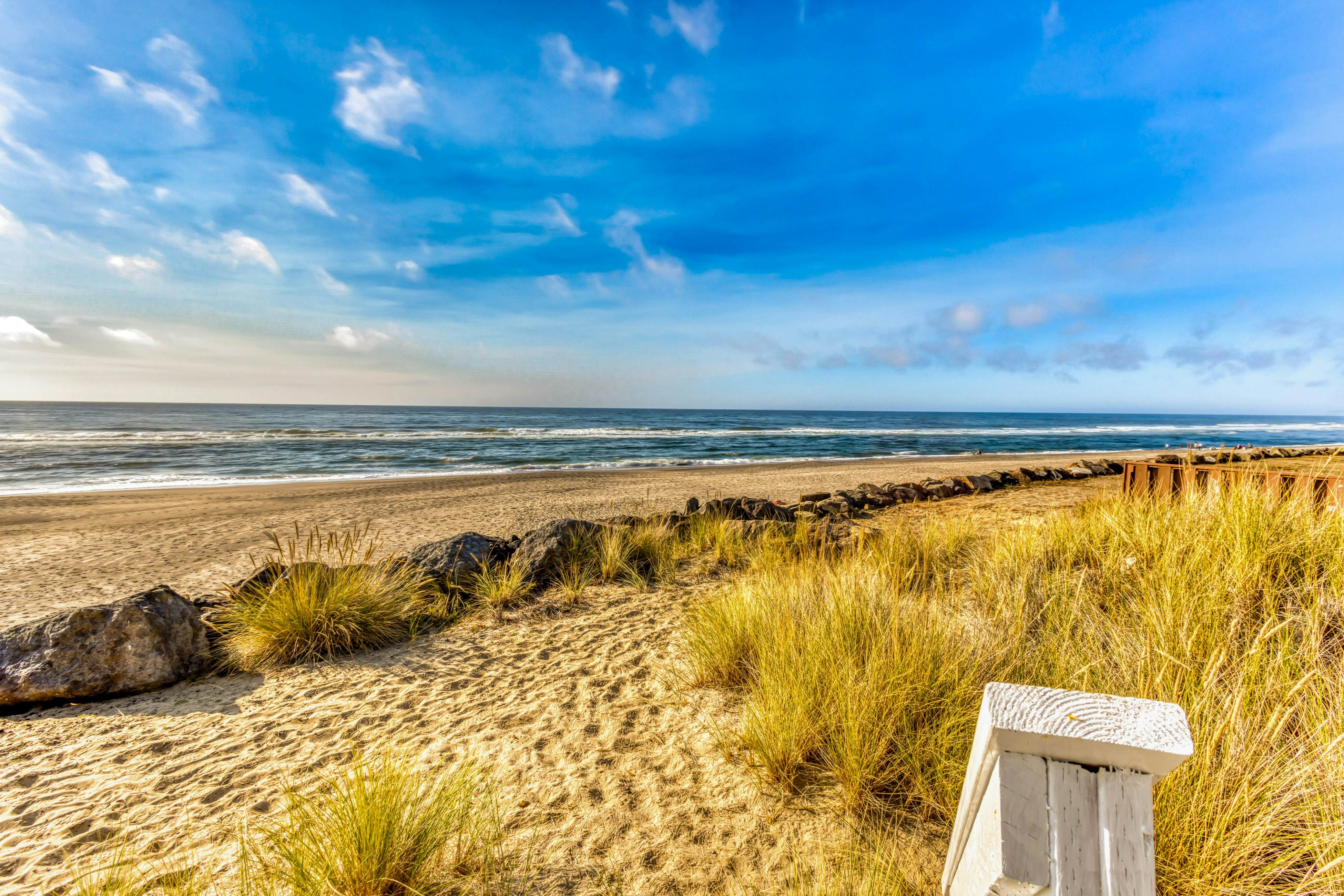 Beachfront home with ocean-view hot tub & wood-burning fireplace - dog-friendly
