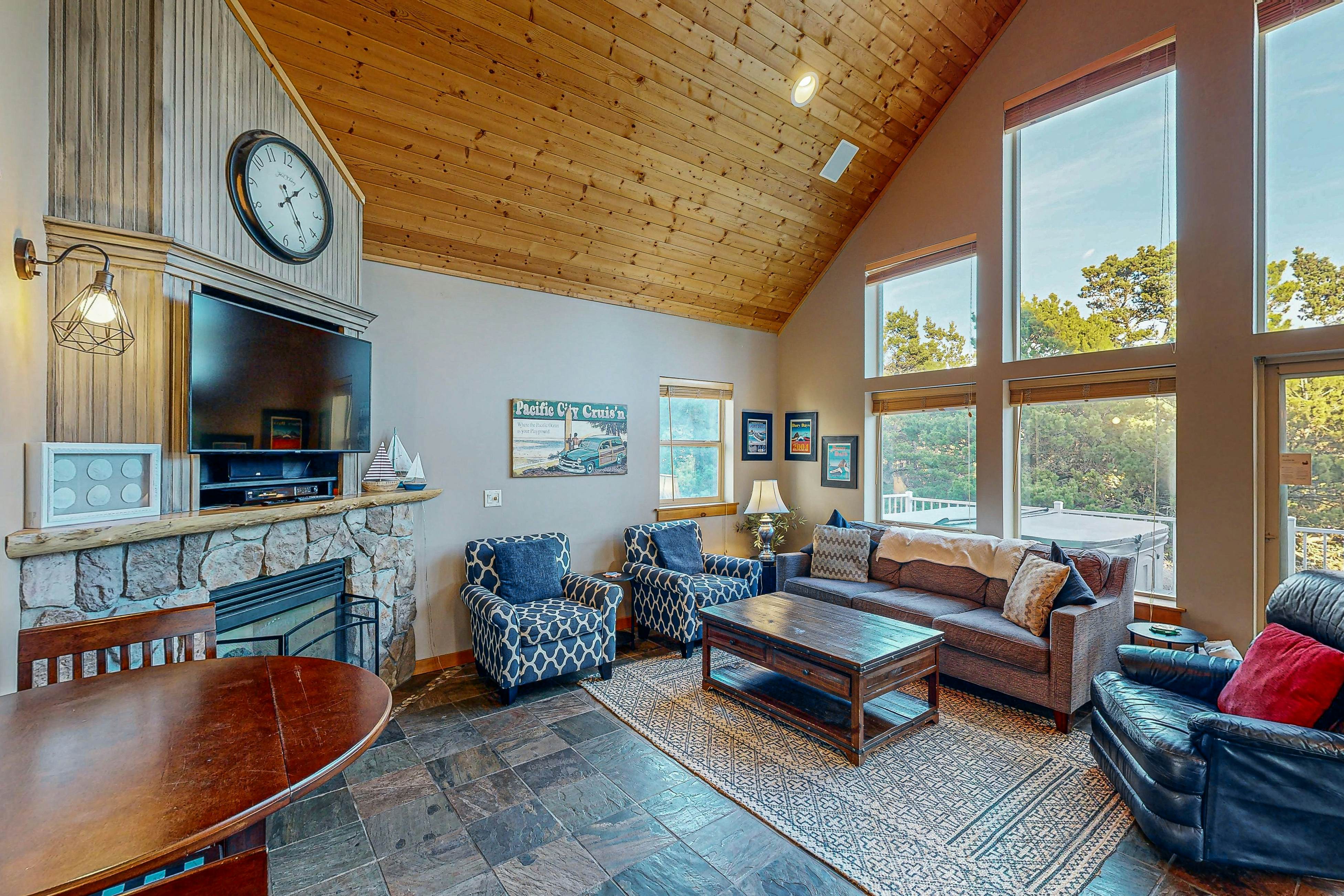 Spacious Home with Private Hot Tub & Ocean Views - One Block to the Beach