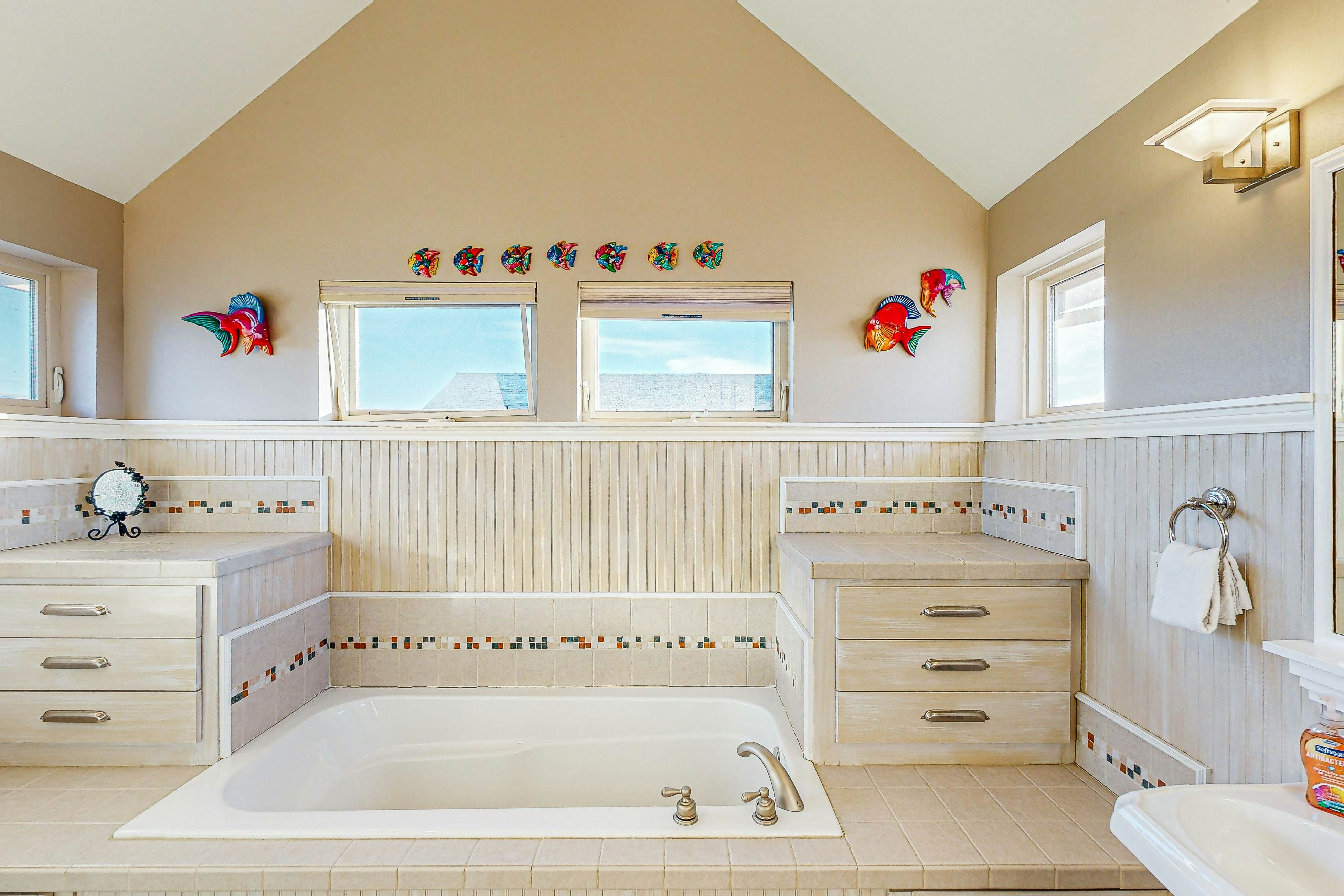 Spacious Home with Private Hot Tub & Ocean Views - One Block to the Beach