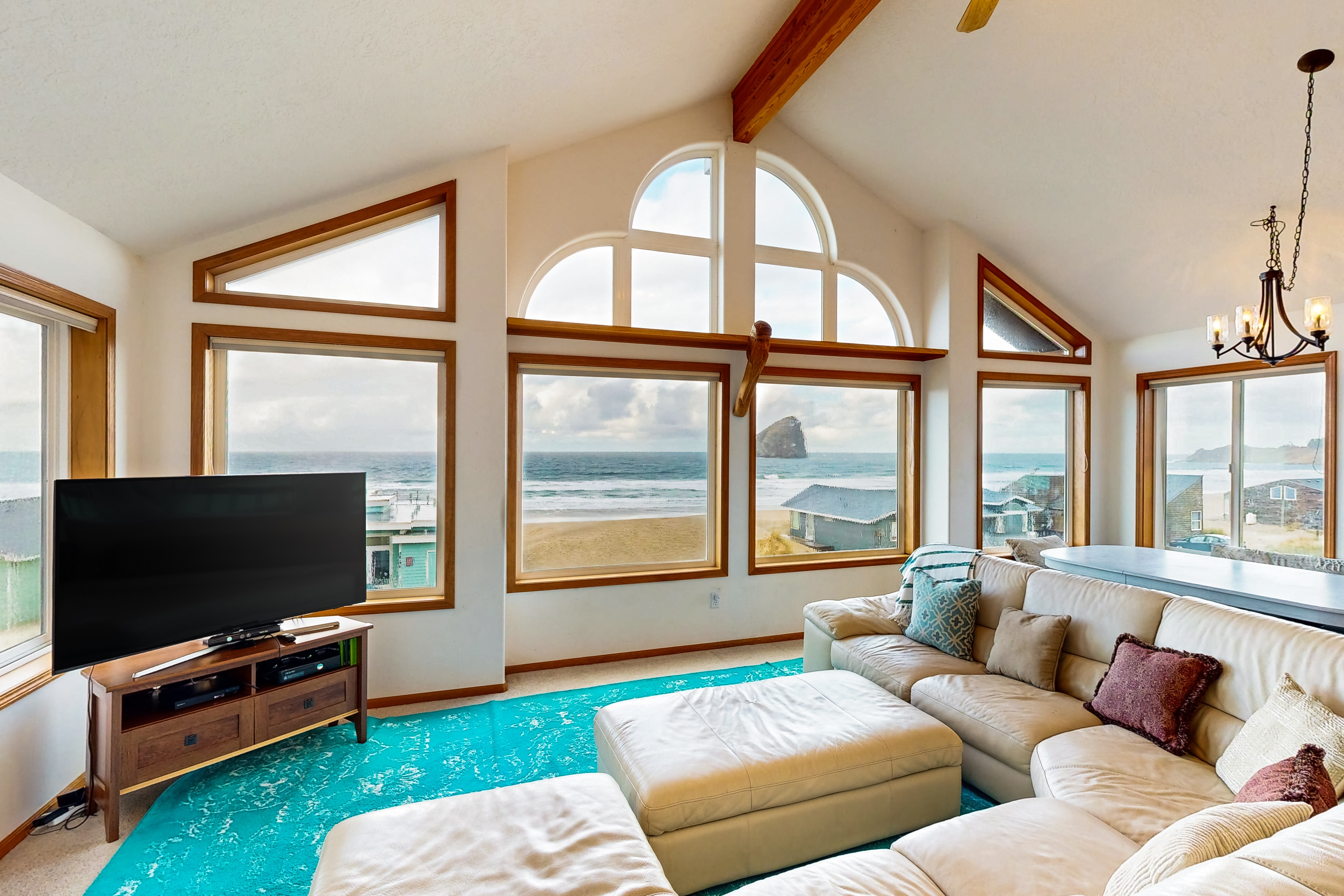 Gorgeous waterfront home with ocean views a furnished deck and beach access