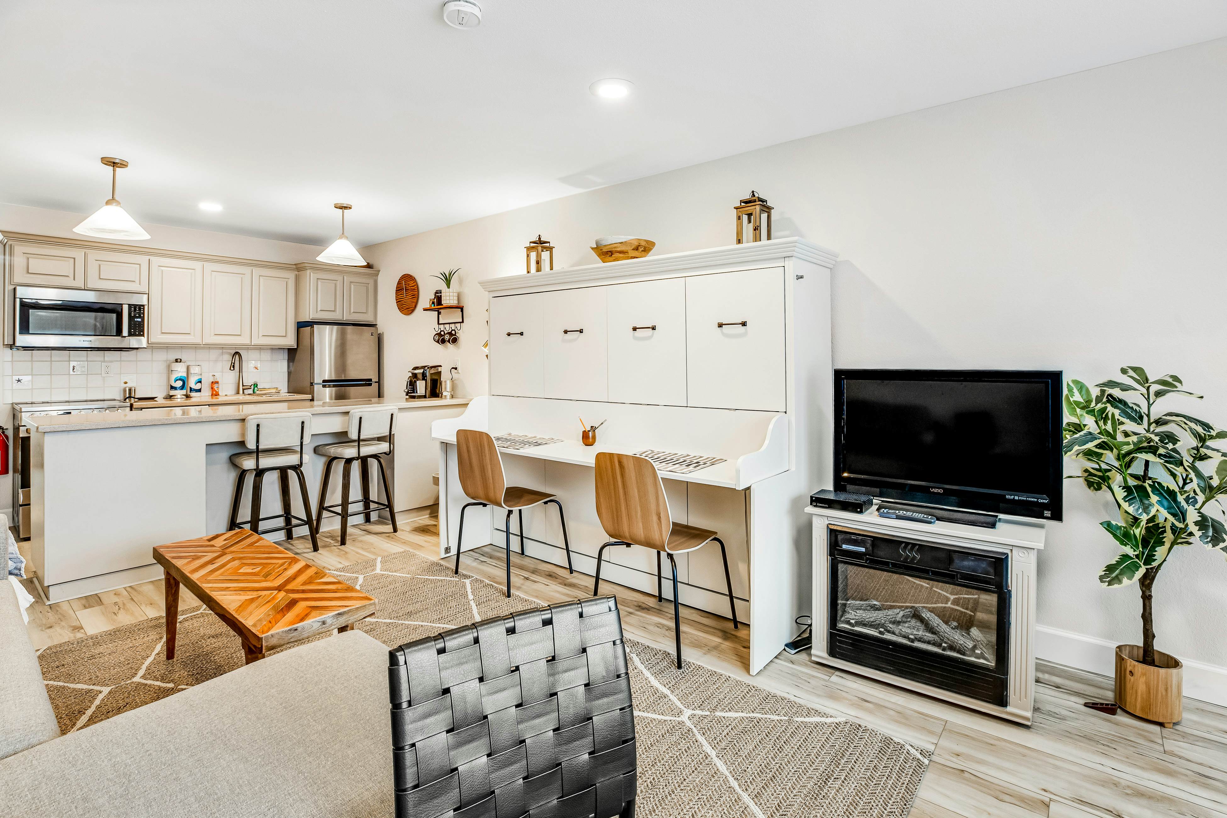 Vibrant, polished condo with oceanfront views, patio & W/D access