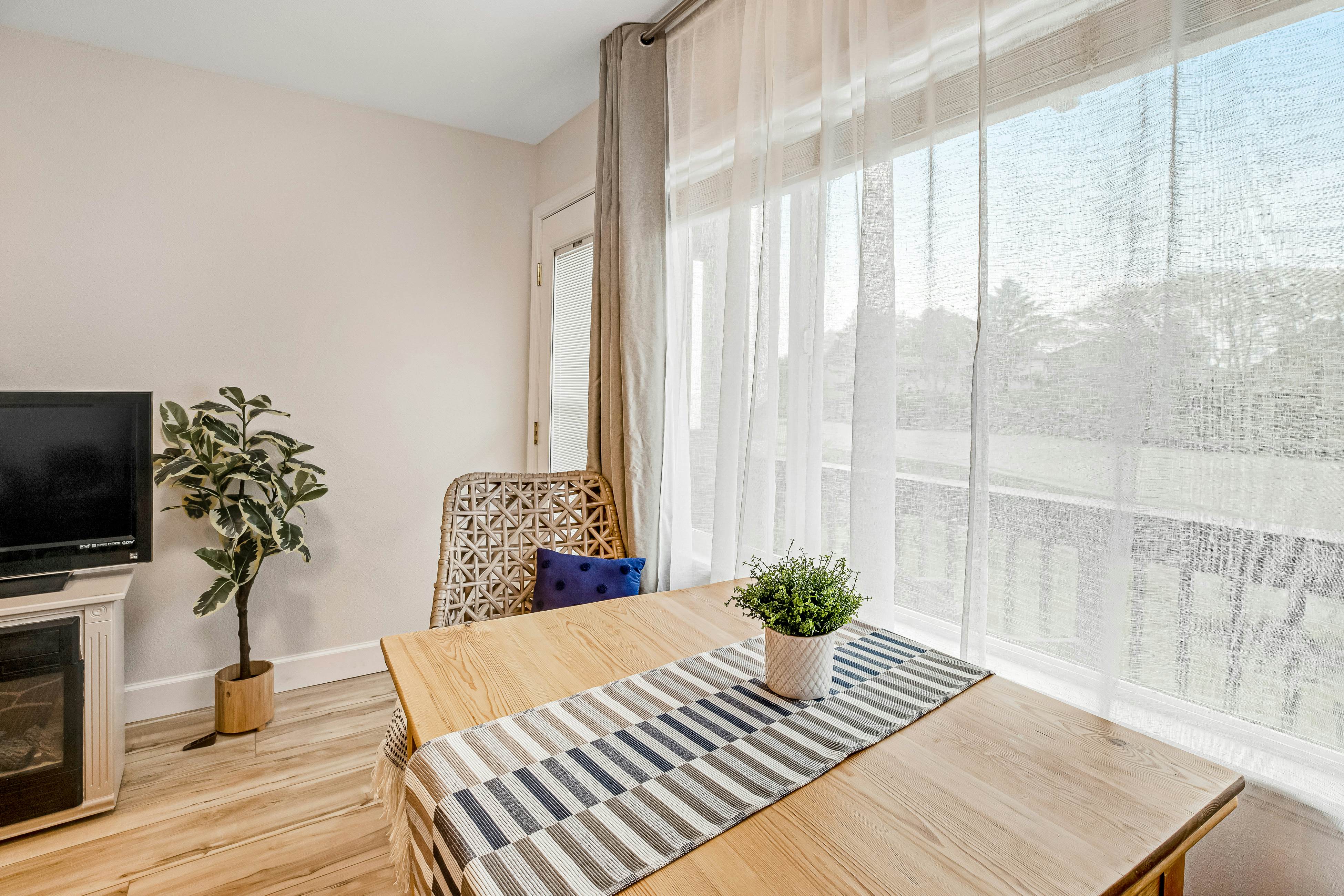 Vibrant, polished condo with oceanfront views, patio & W/D access