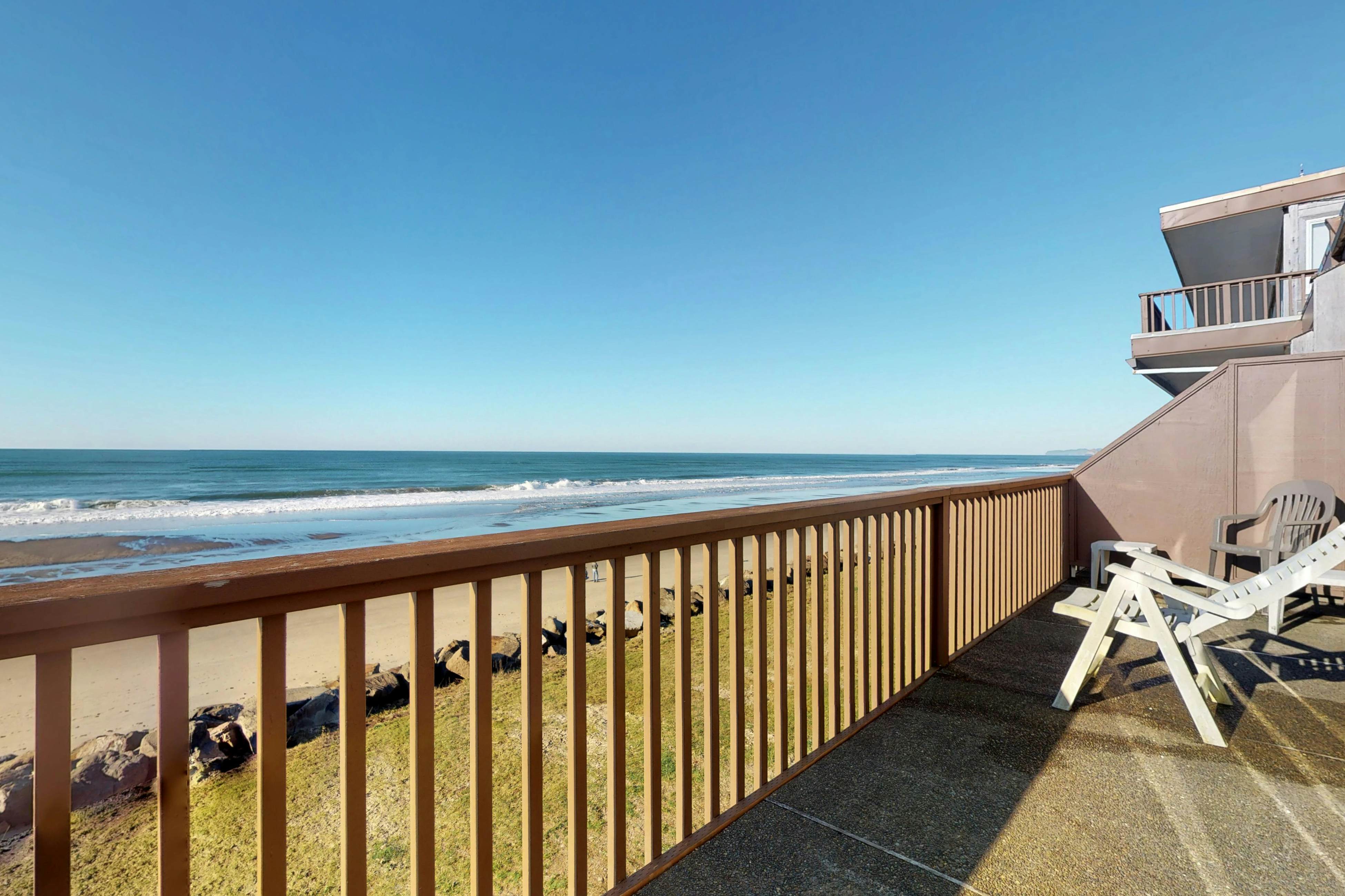 Dog friendly oceanfront condo with amazing ocean views steps to beach