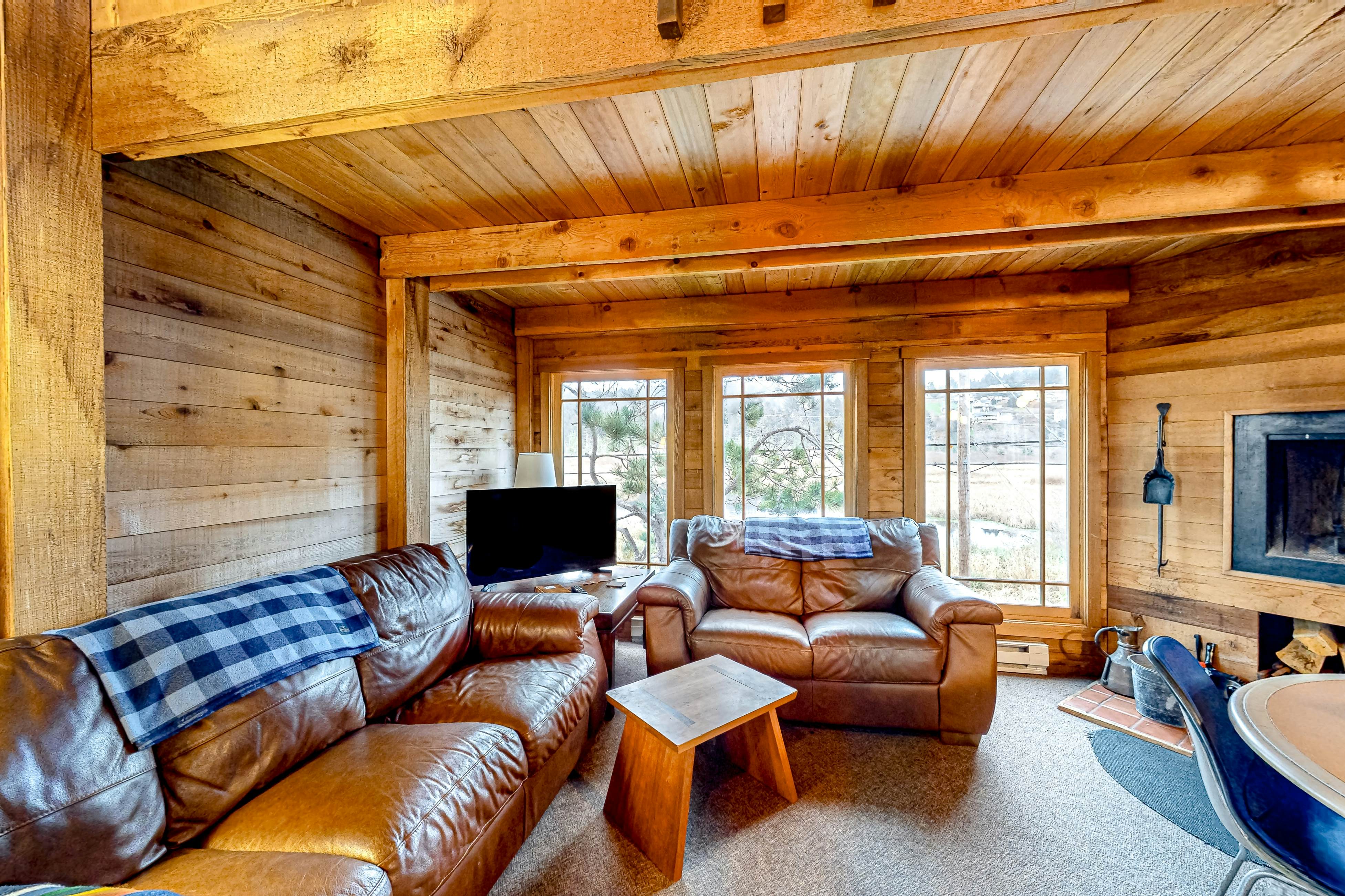 Dog friendly home with wetlands view deck fireplace outdoor shower