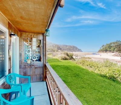 Creekfront Condo with Private Patio Beach Access Shared with D Gas Grill and Views