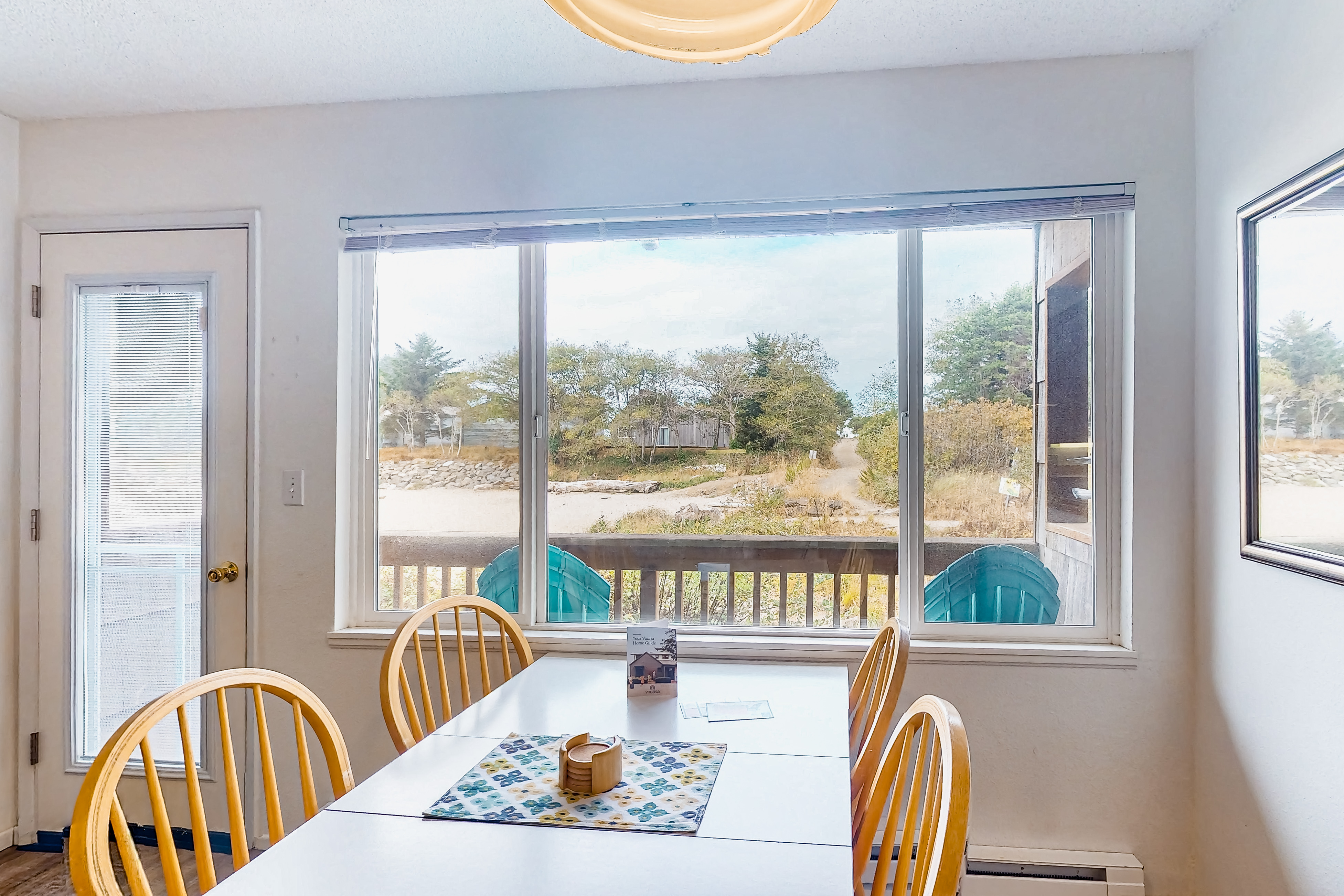 Dog friendly riverfront suite at oceanfront Proposal Rock Inn steps to beach