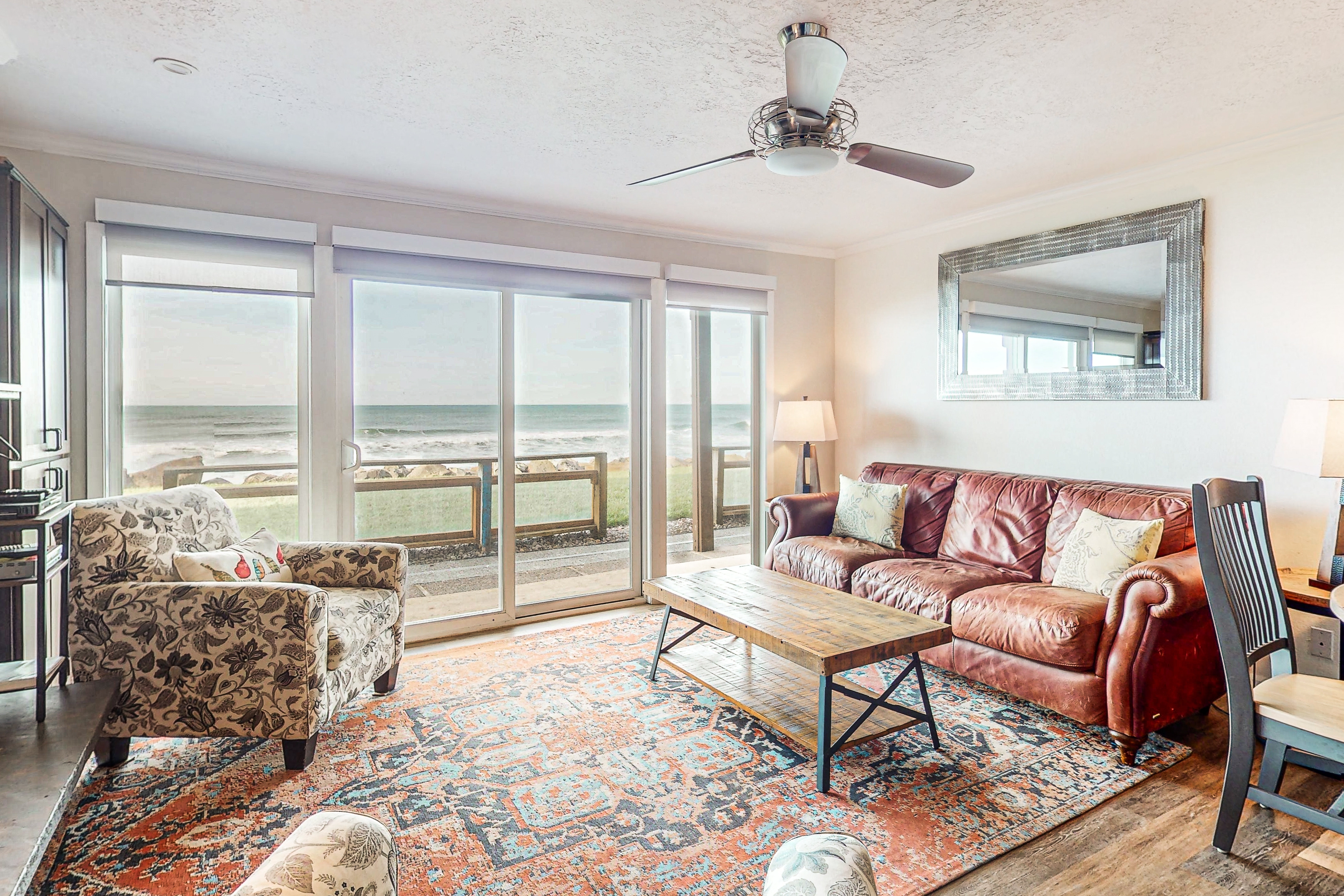 Oceanfront ground level condo with fireplace and updated kitchen dog friendly