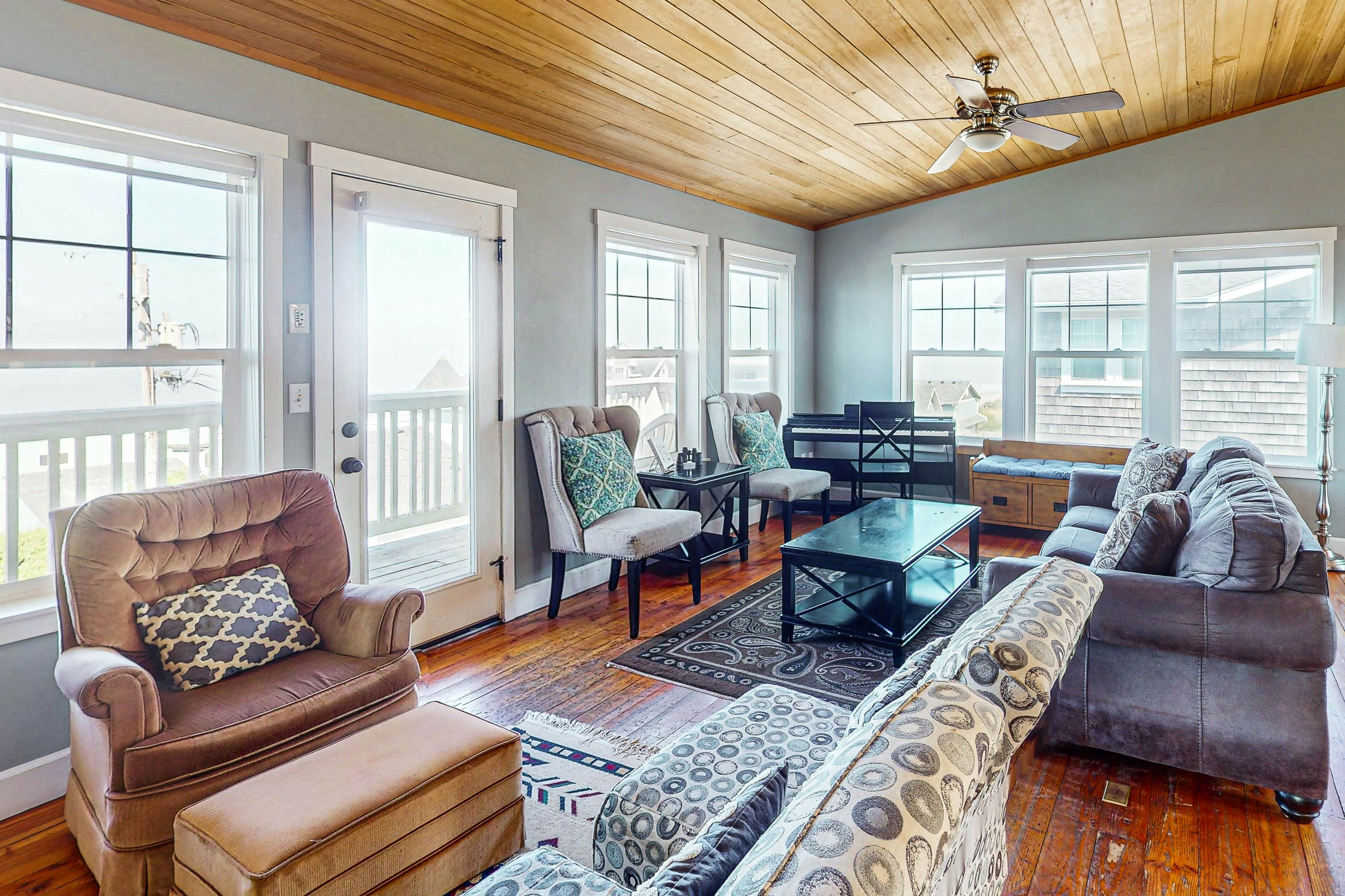 Gorgeous ocean view home with hot tub game room steps to beach