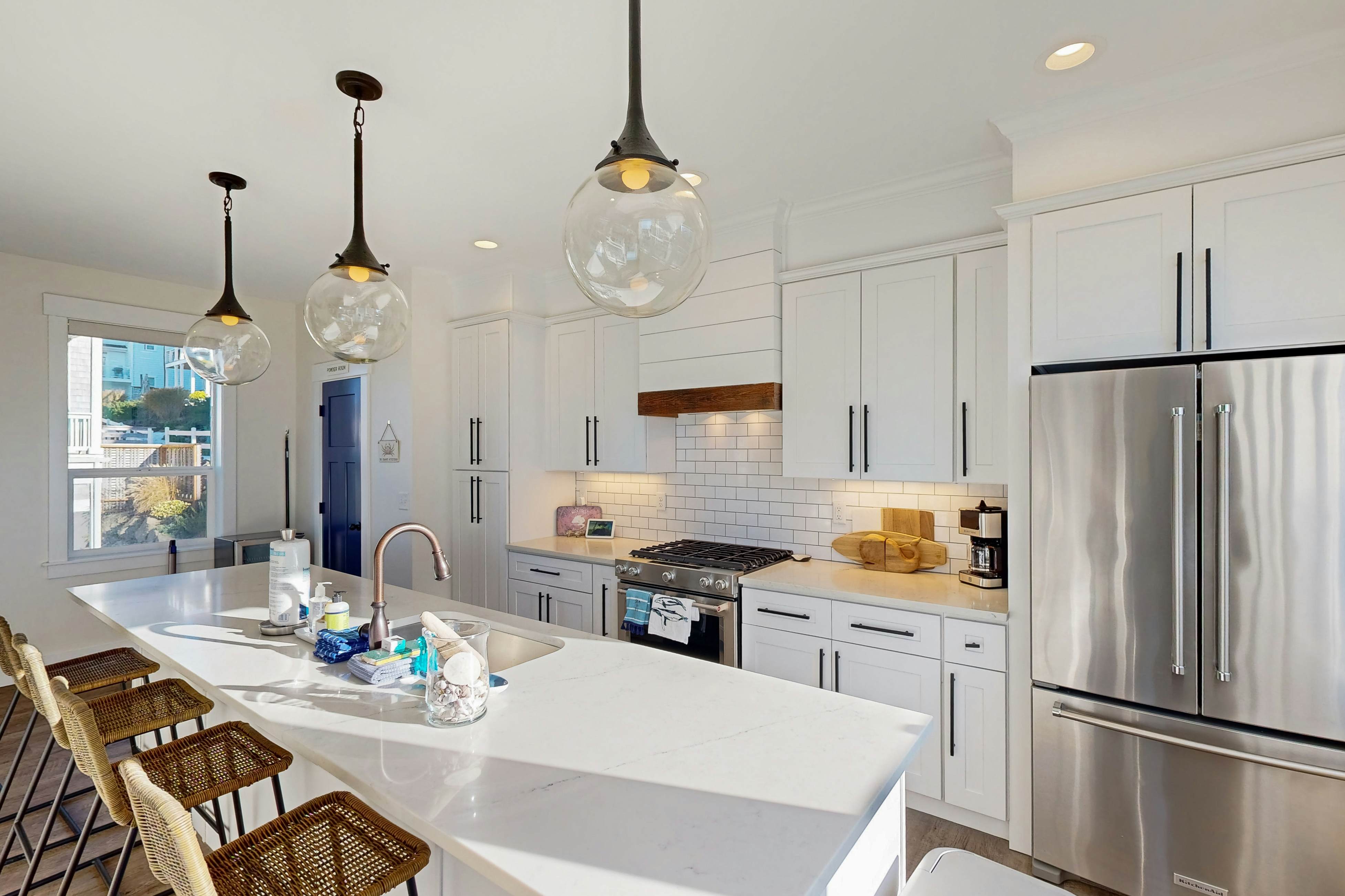 Beautiful family-friendly home with private hot tub, walk to beach, shared pool