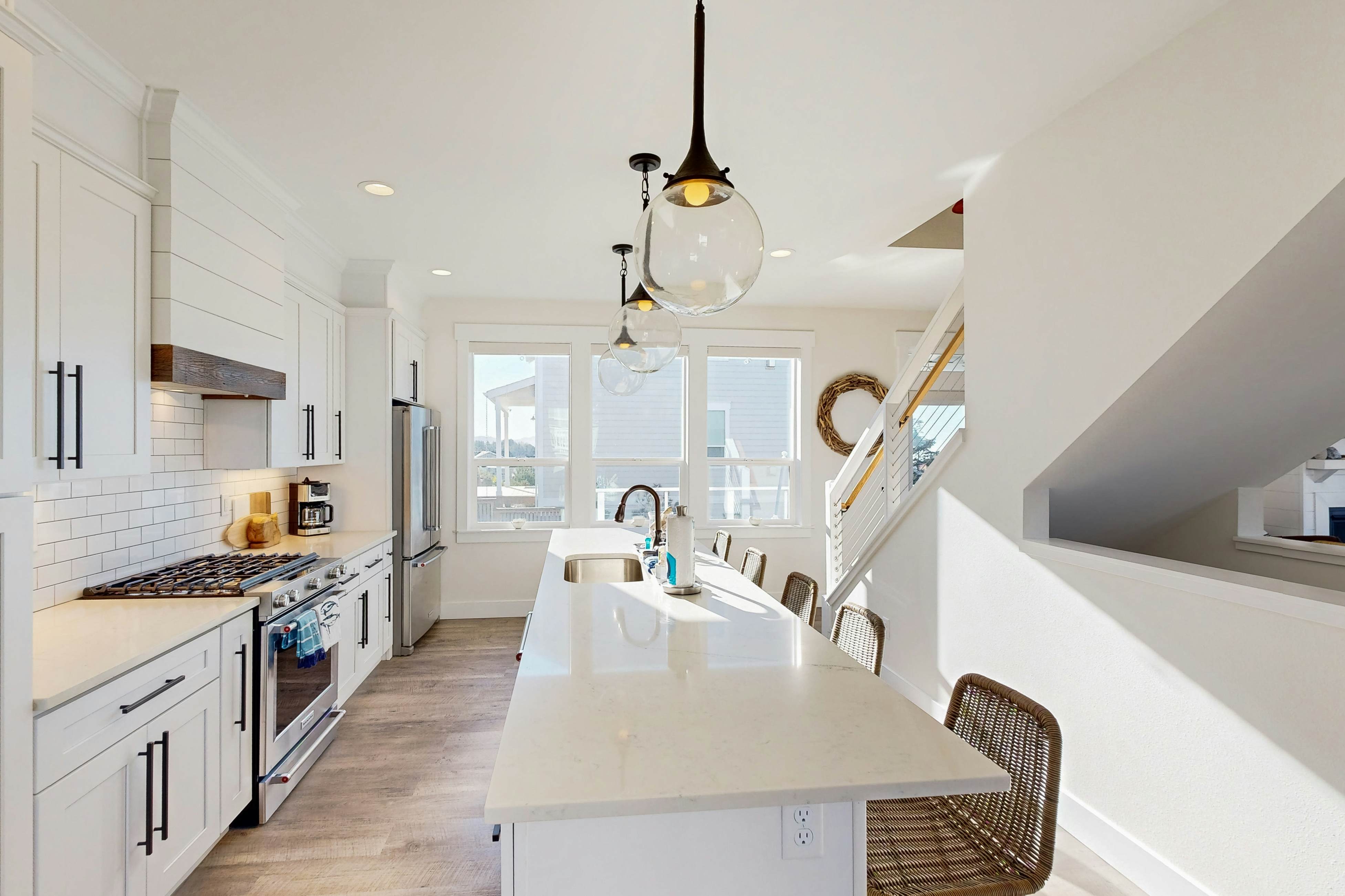 Beautiful family-friendly home with private hot tub, walk to beach, shared pool