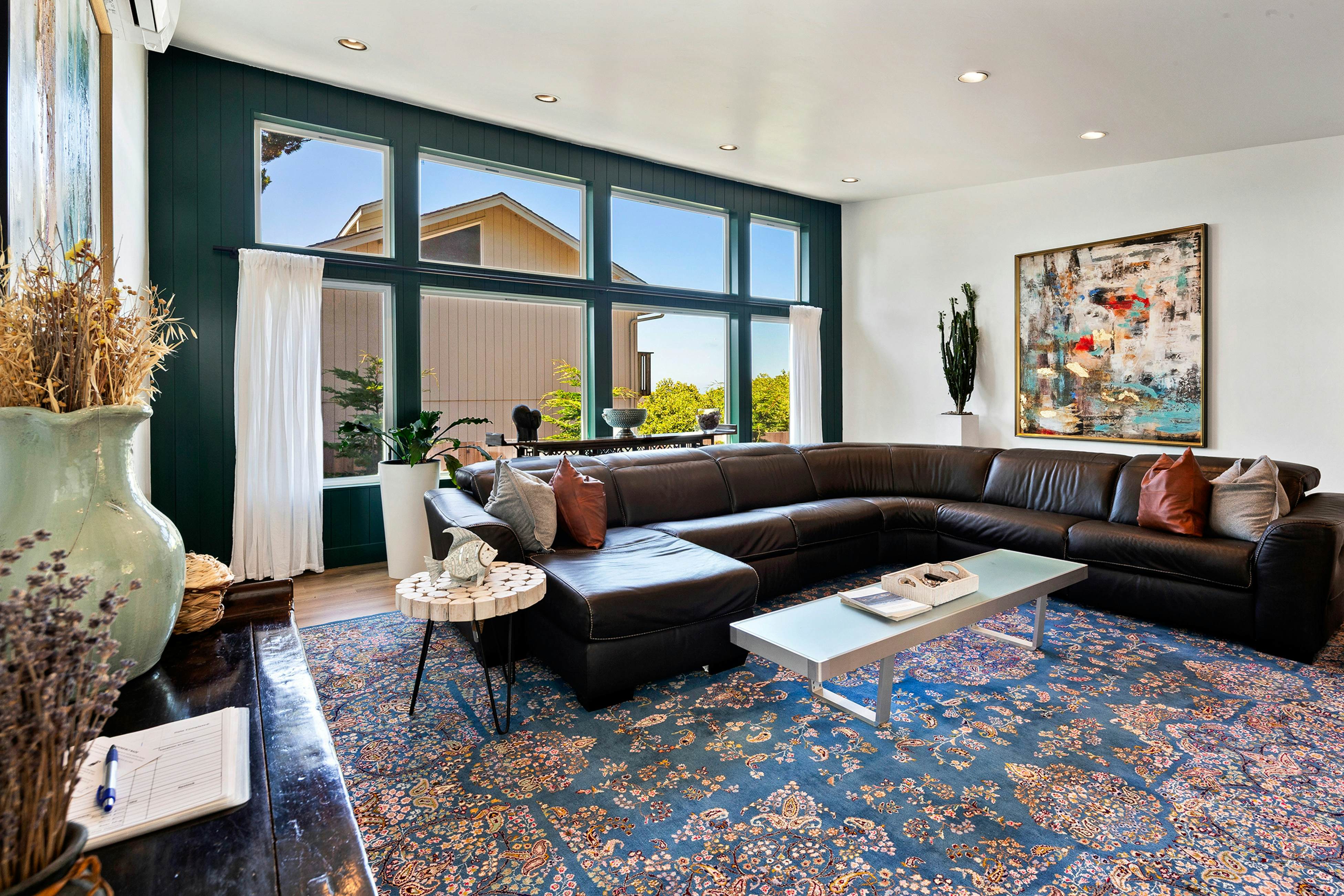 Spacious home with ocean view, enclosed yard, fireplace, hut tub, washer & dryer