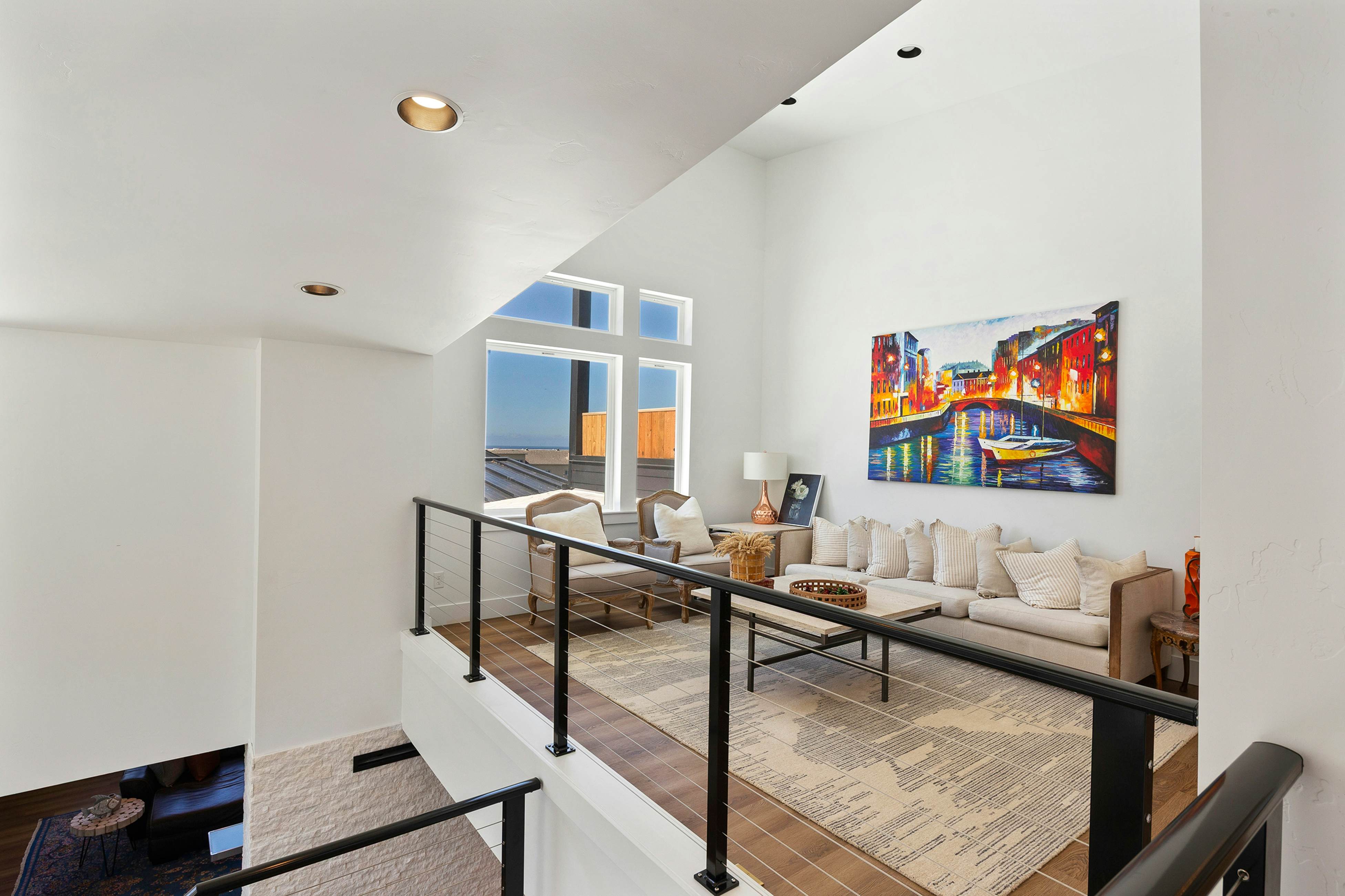 Spacious home with ocean view, enclosed yard, fireplace, hut tub, washer & dryer