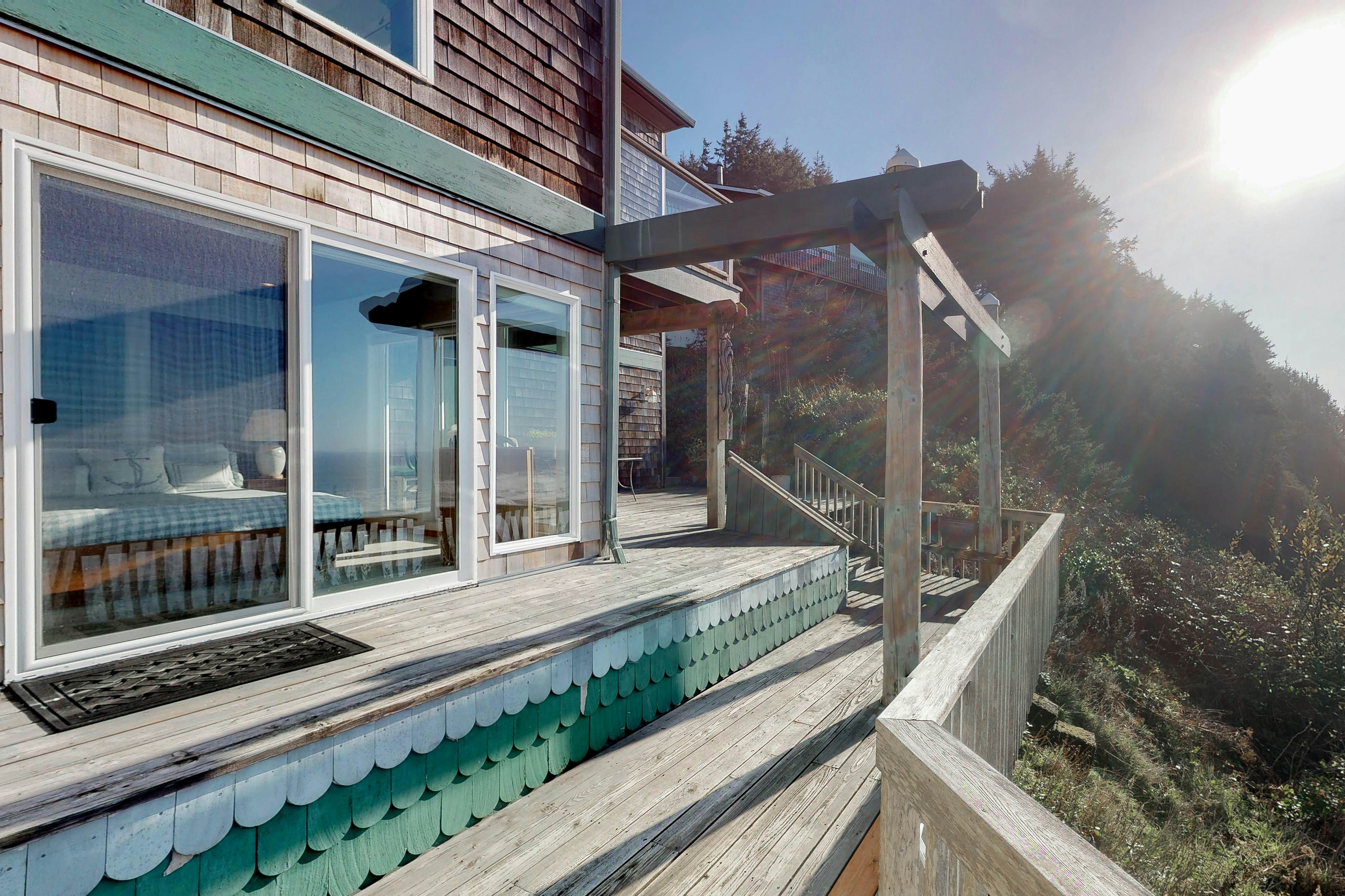 Dog-Friendly Oceanfront House with Stunning Views, Multi-Level Deck, & Fireplace