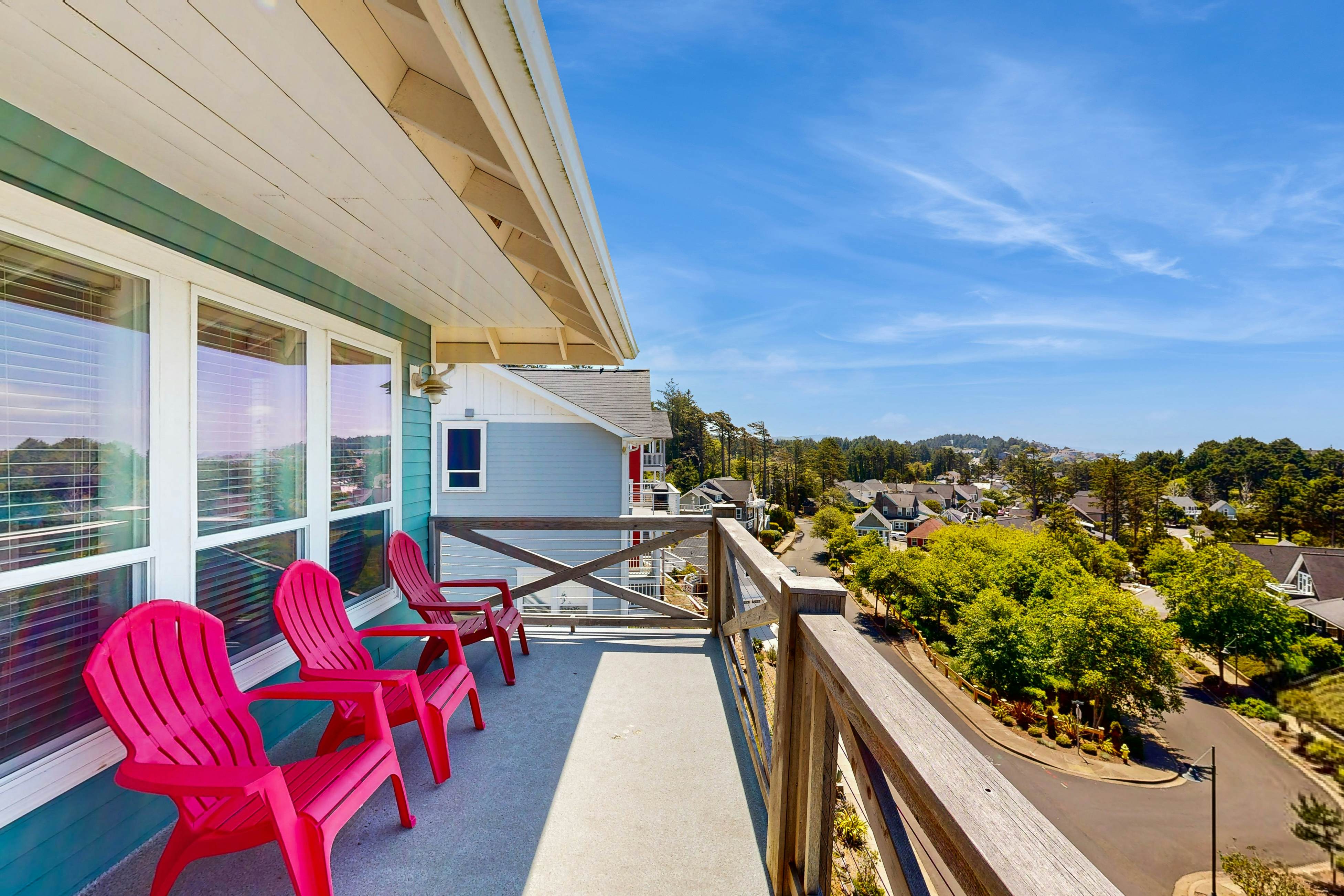 Ocean-view home in Olivia Beach with decks, fireplaces & pool access - dogs ok