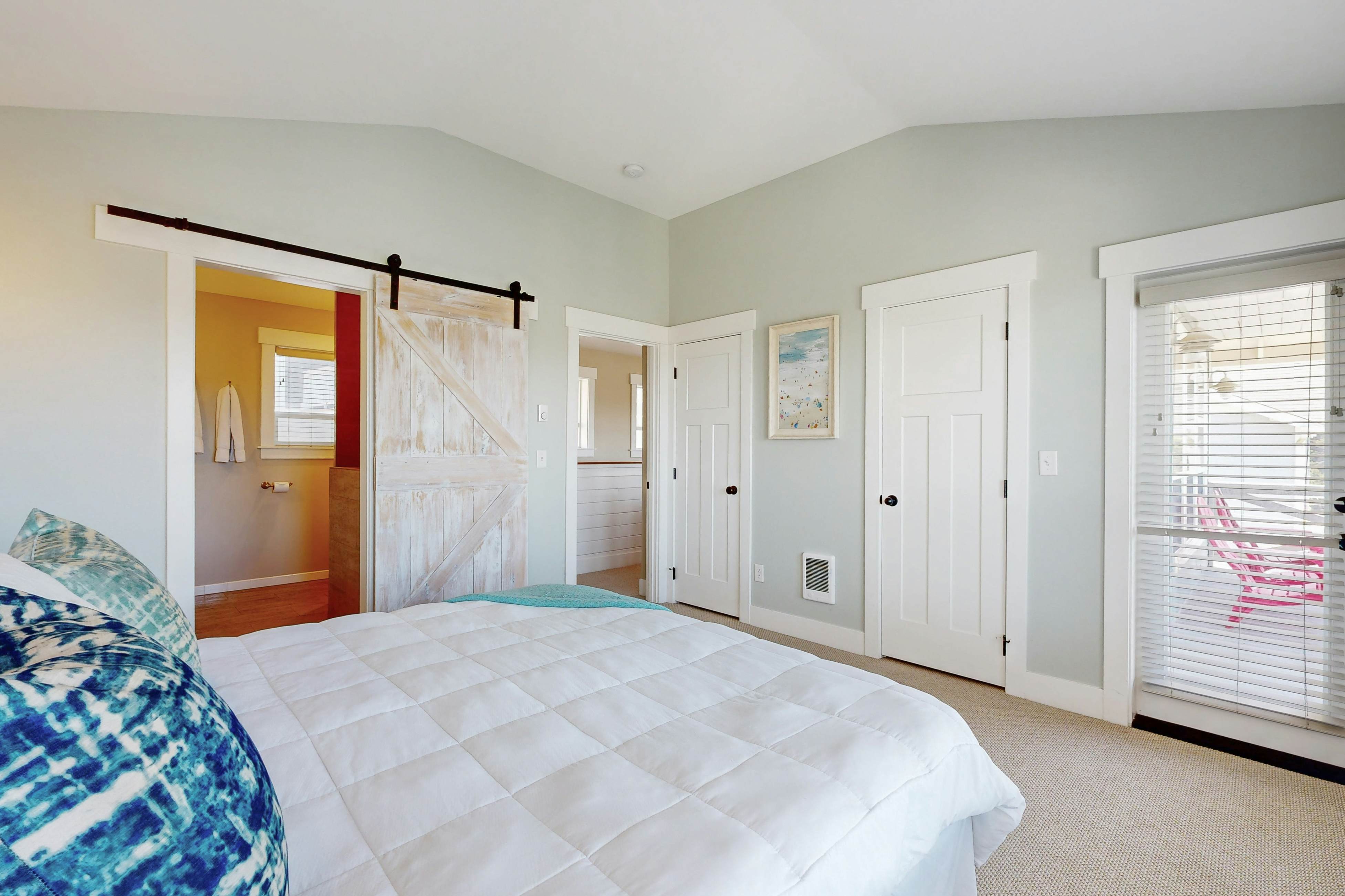 Ocean-view home in Olivia Beach with decks, fireplaces & pool access - dogs ok