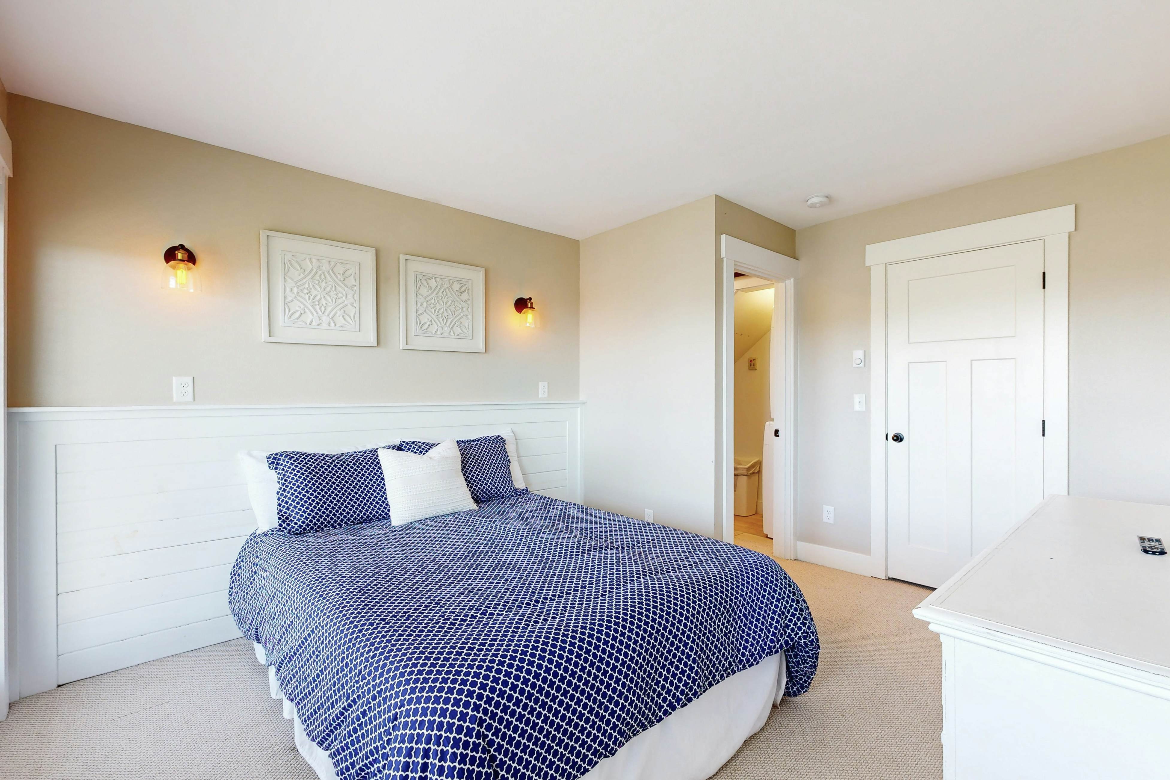 Ocean-view home in Olivia Beach with decks, fireplaces & pool access - dogs ok