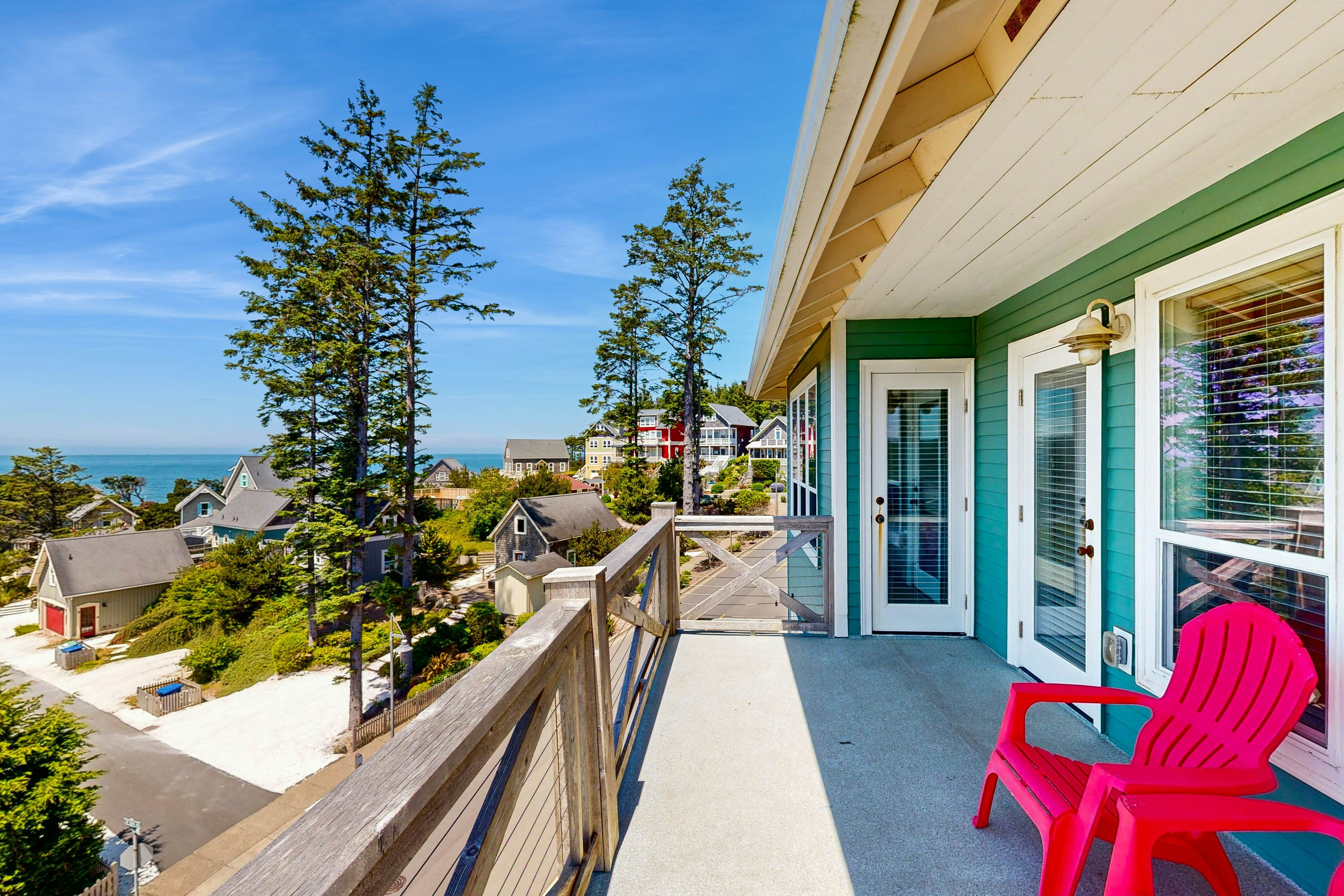 Ocean-view home in Olivia Beach with decks, fireplaces & pool access - dogs ok