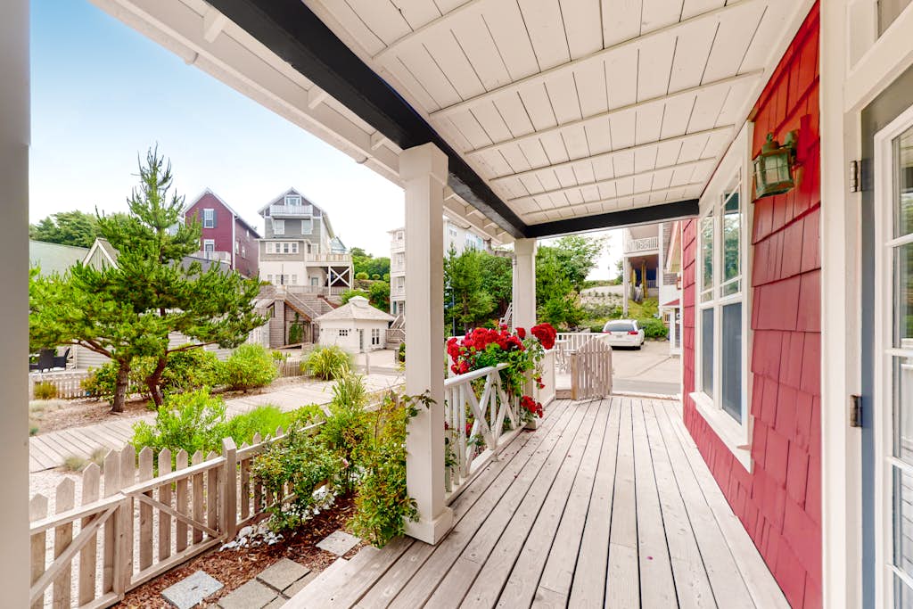Romantic Oregon Coast Escape with Porch, Fireplace & Garden Charm