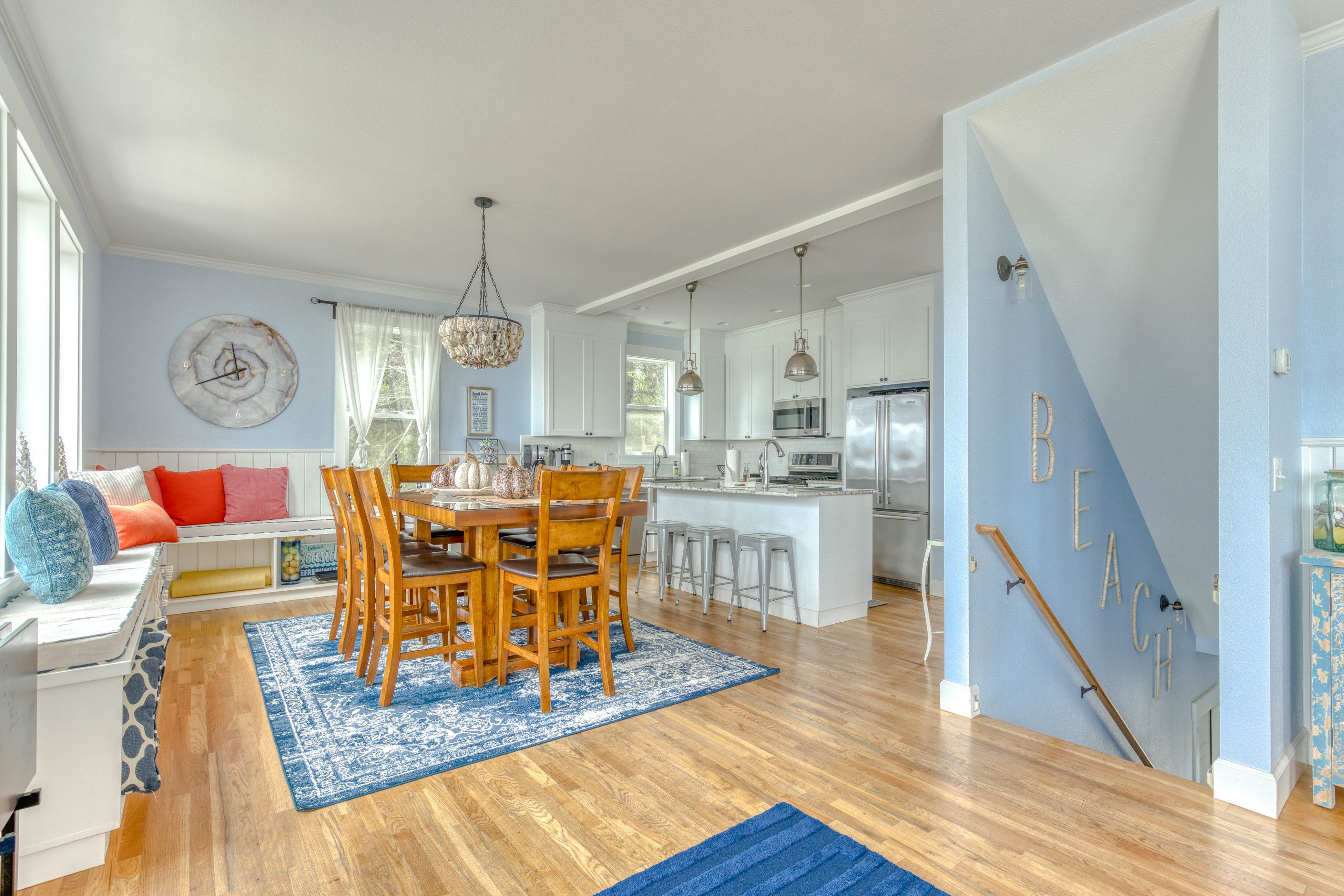 Ocean-view home with hot tub, game room, furnished deck, & fireplaces