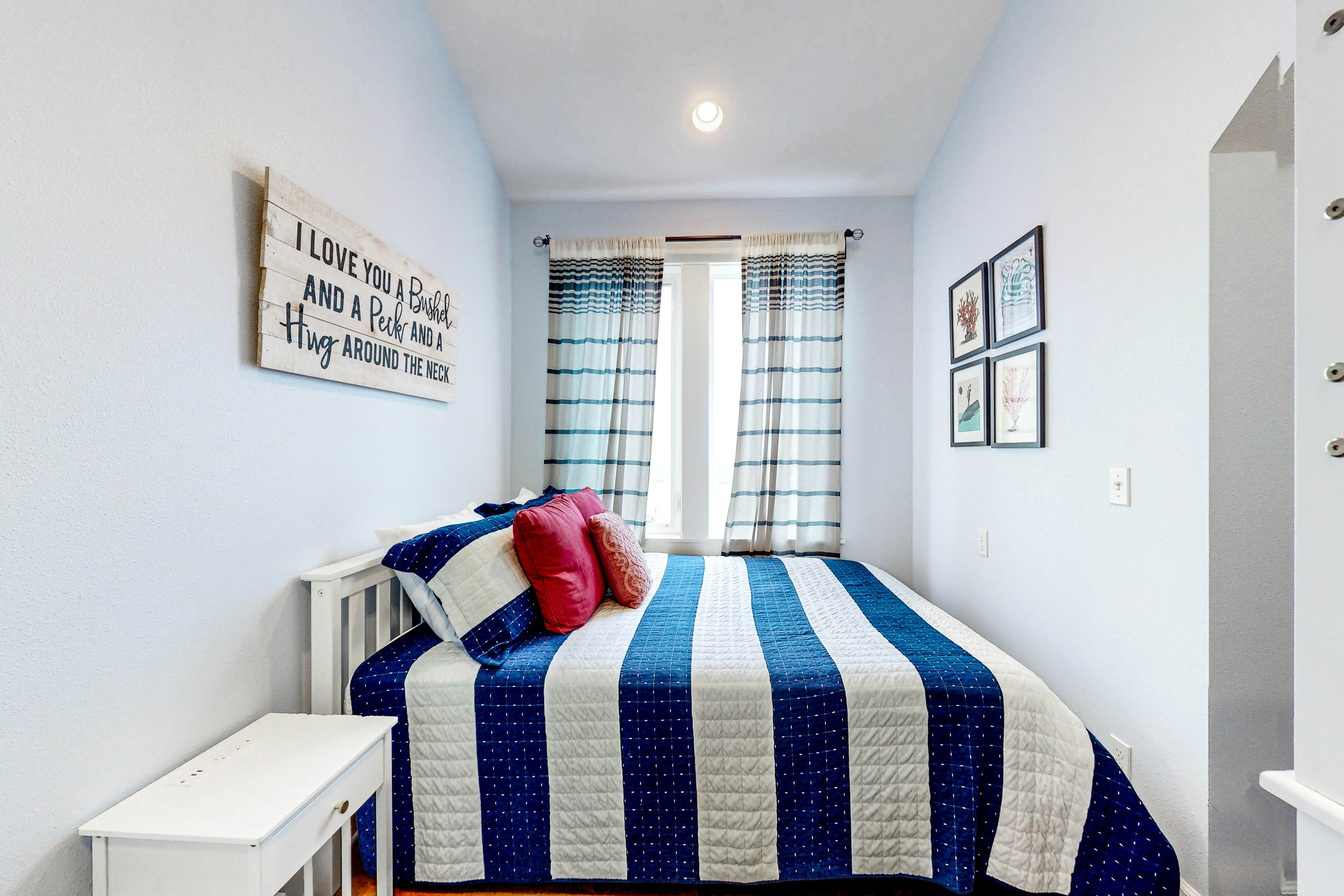 Ocean-view home with hot tub, game room, furnished deck, & fireplaces