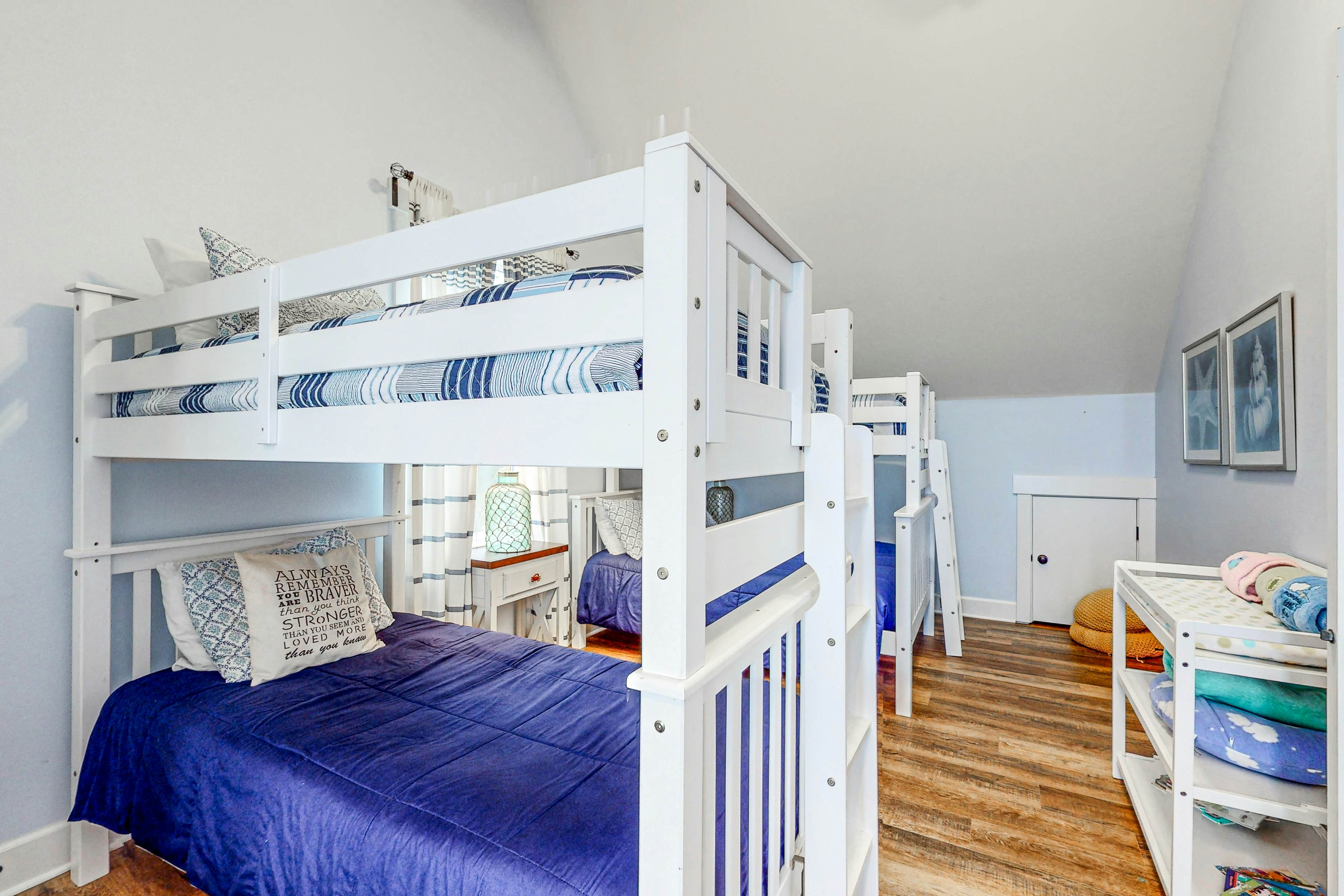 Ocean-view home with hot tub, game room, furnished deck, & fireplaces