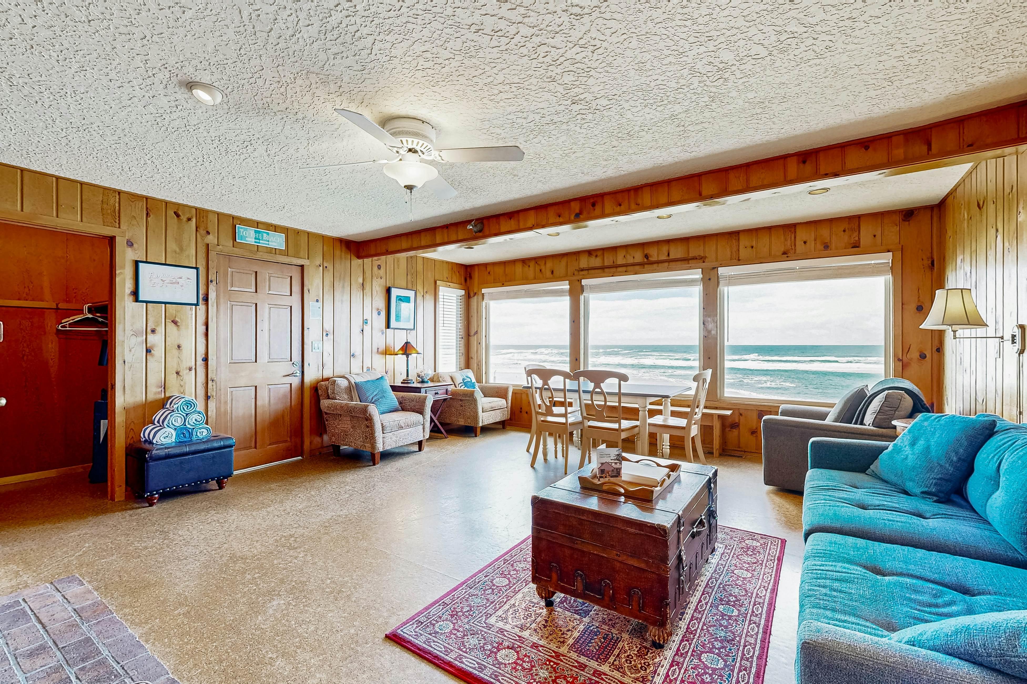Beachfront ocean-view duplex with private beach, hot tub, grill, outdoor shower