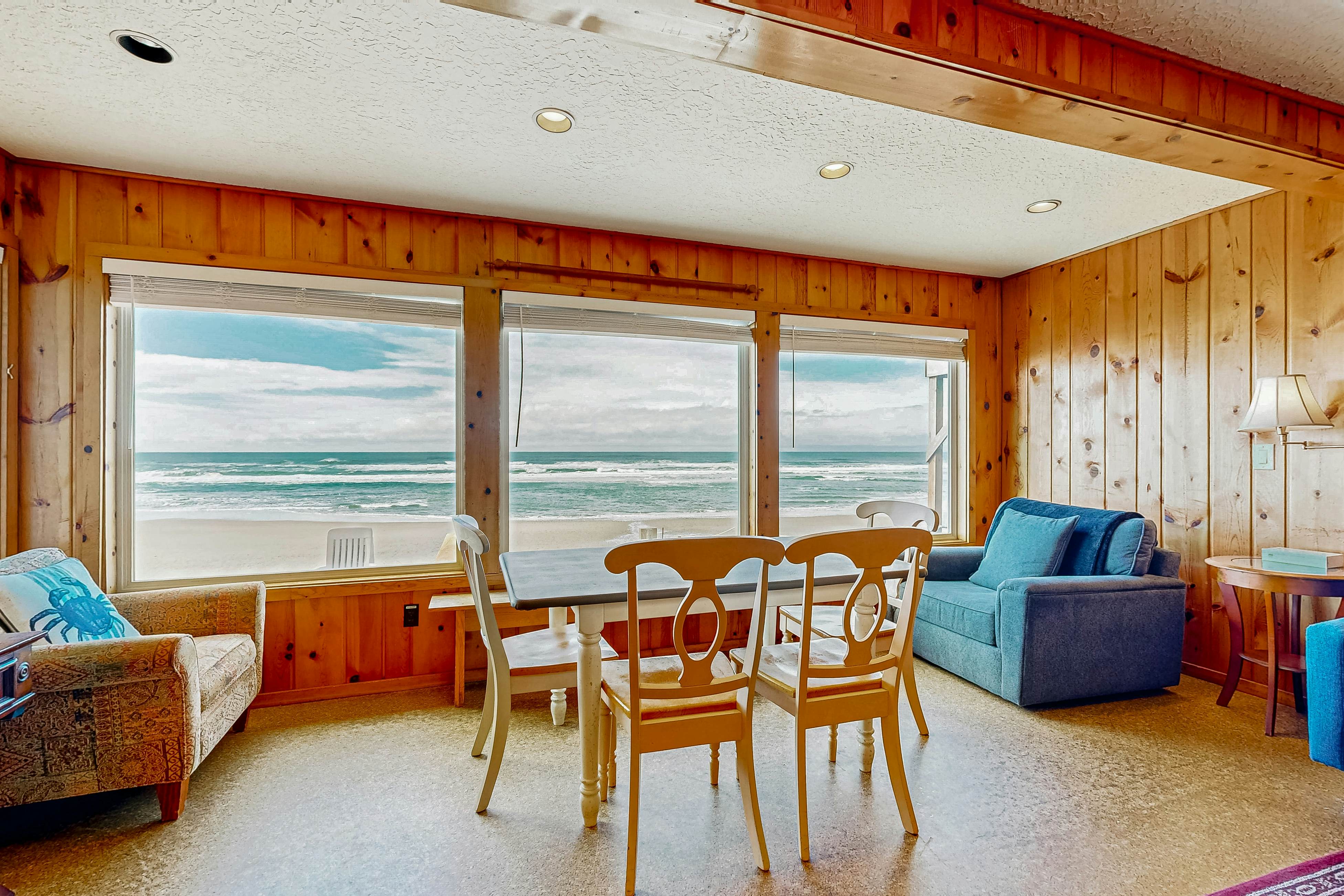 Beachfront ocean-view duplex with private beach, hot tub, grill, outdoor shower