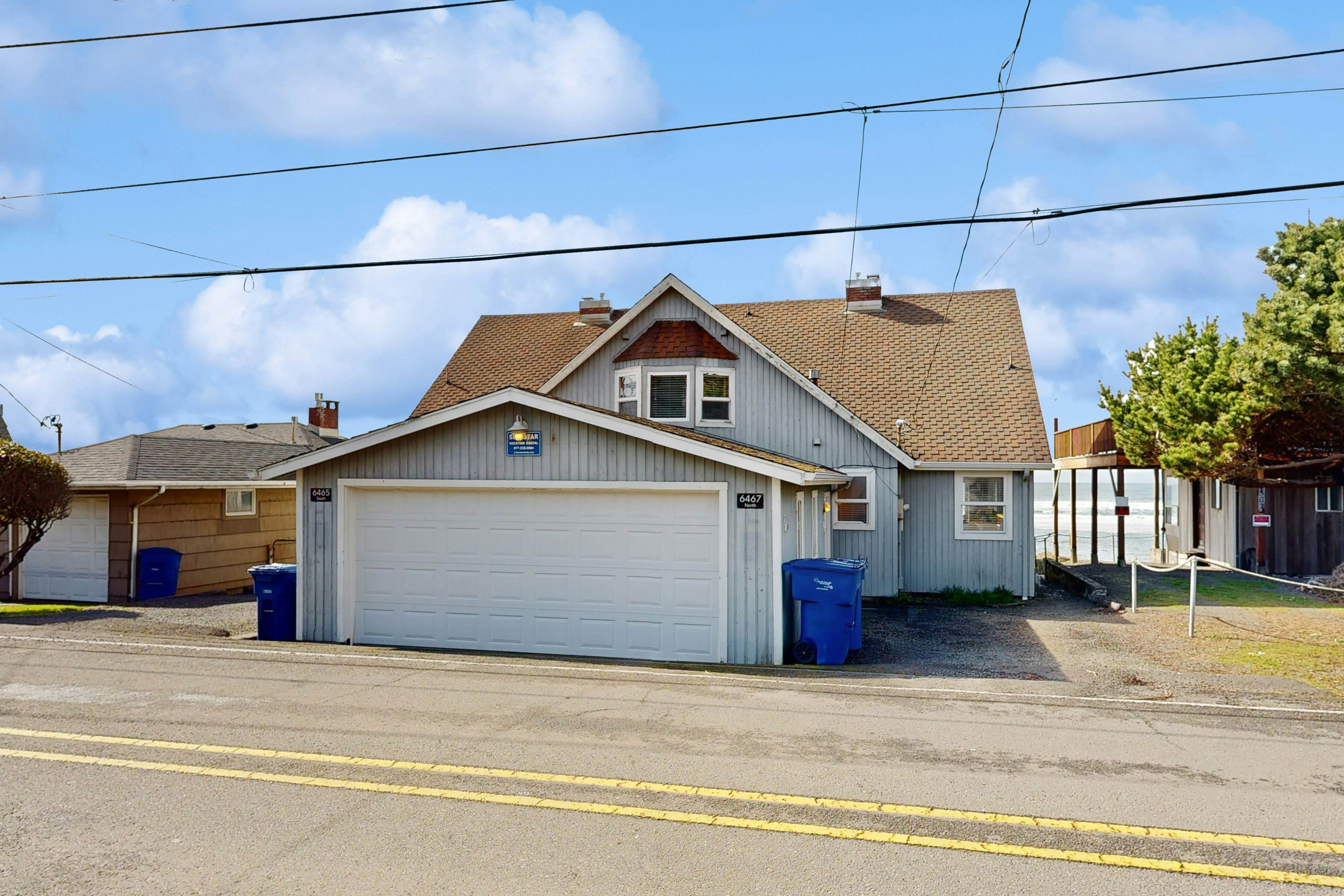 Beachfront ocean-view duplex with private beach, hot tub, grill, outdoor shower