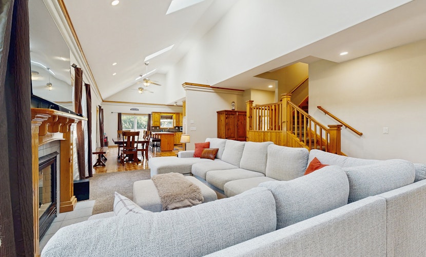 Expansive family friendly home with a private hot tub walk to the beach