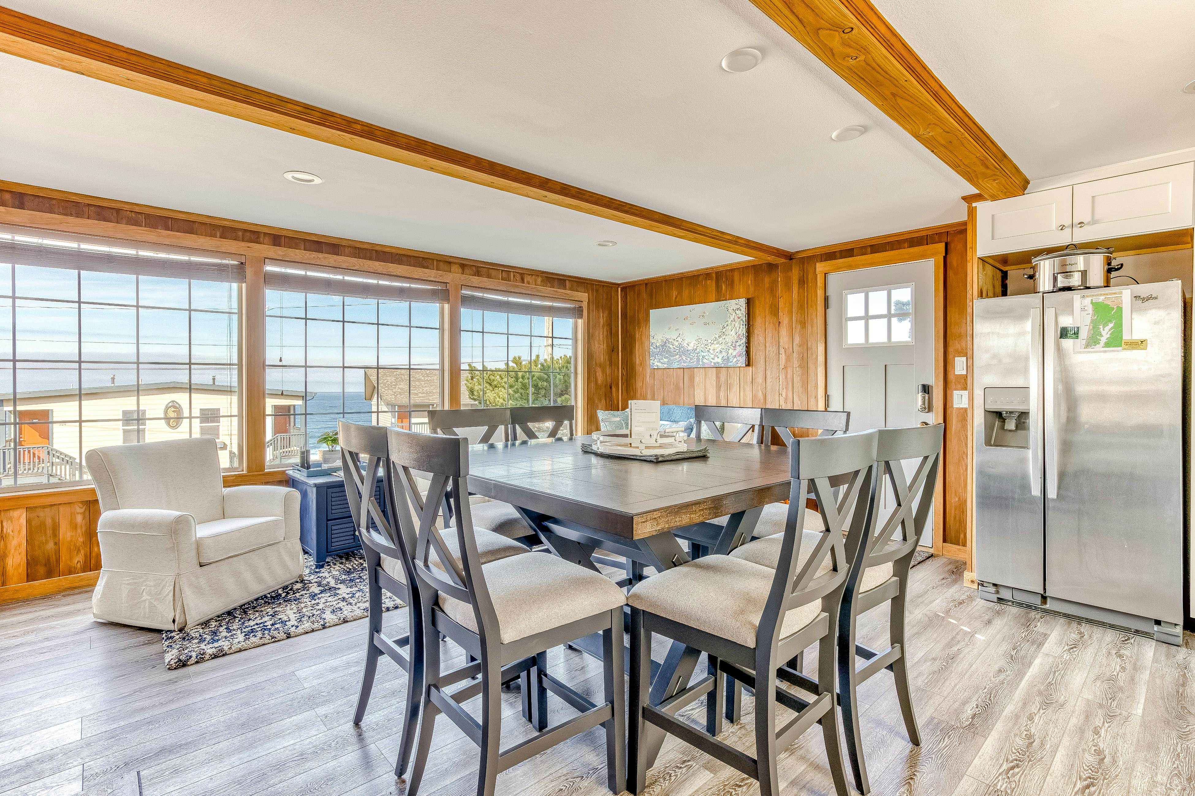 Dog friendly home with ocean views hot tub deck foosball and fireplace