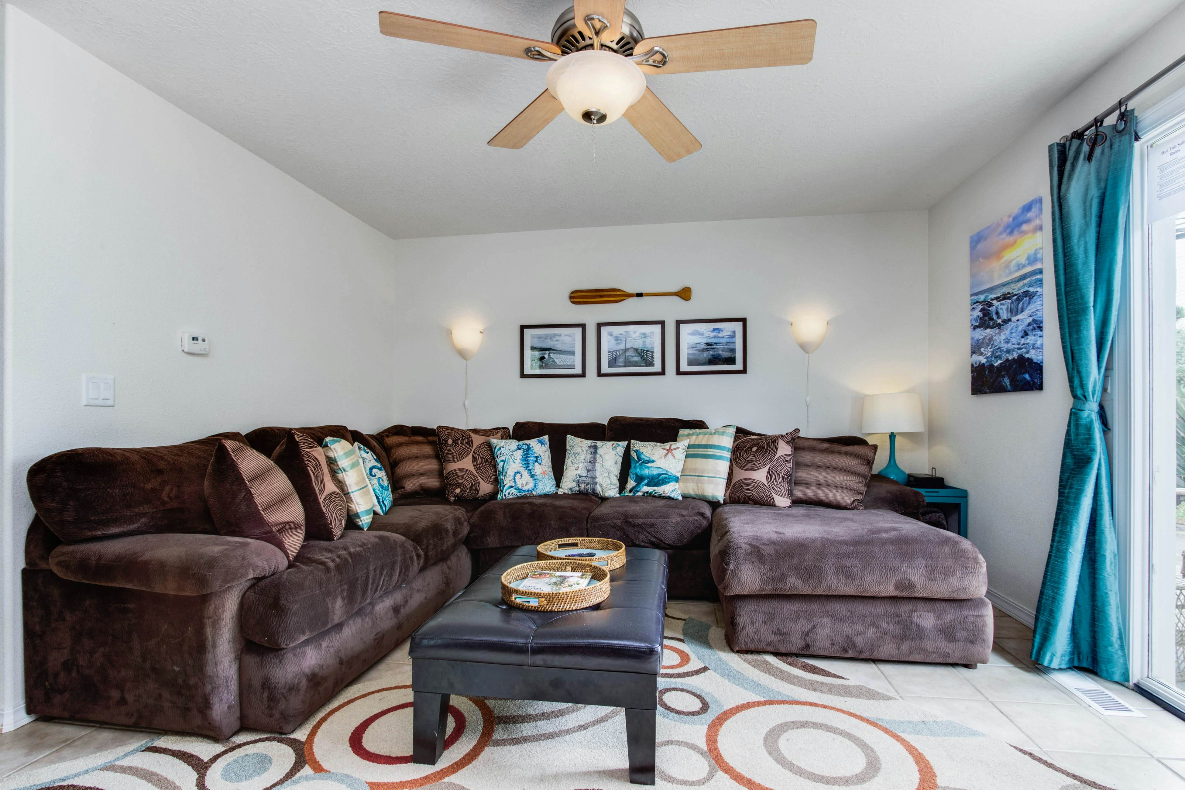 Beach escape with patio, private hot tub, & game room - steps to beach