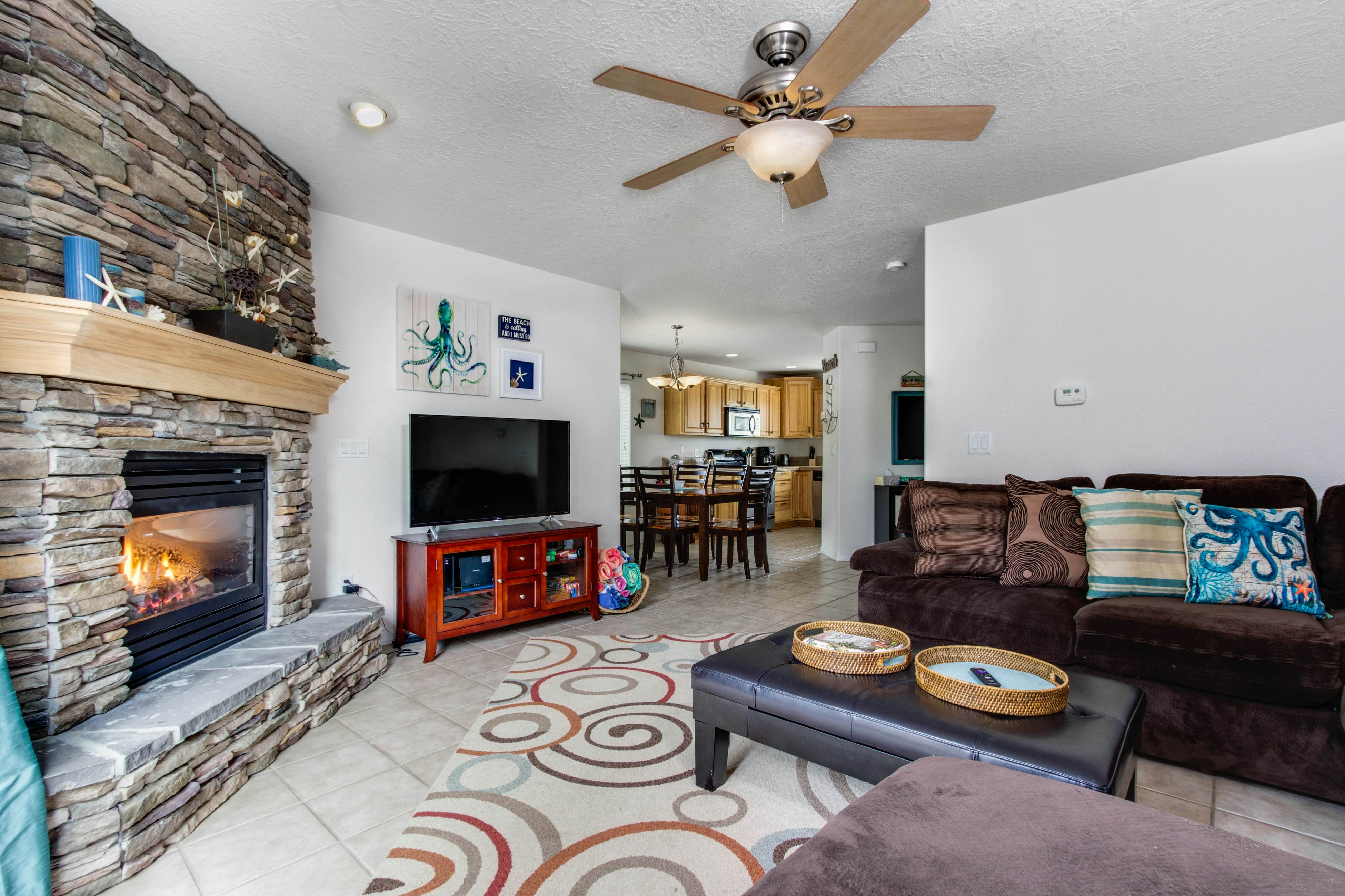 Beach escape with patio, private hot tub, & game room - steps to beach