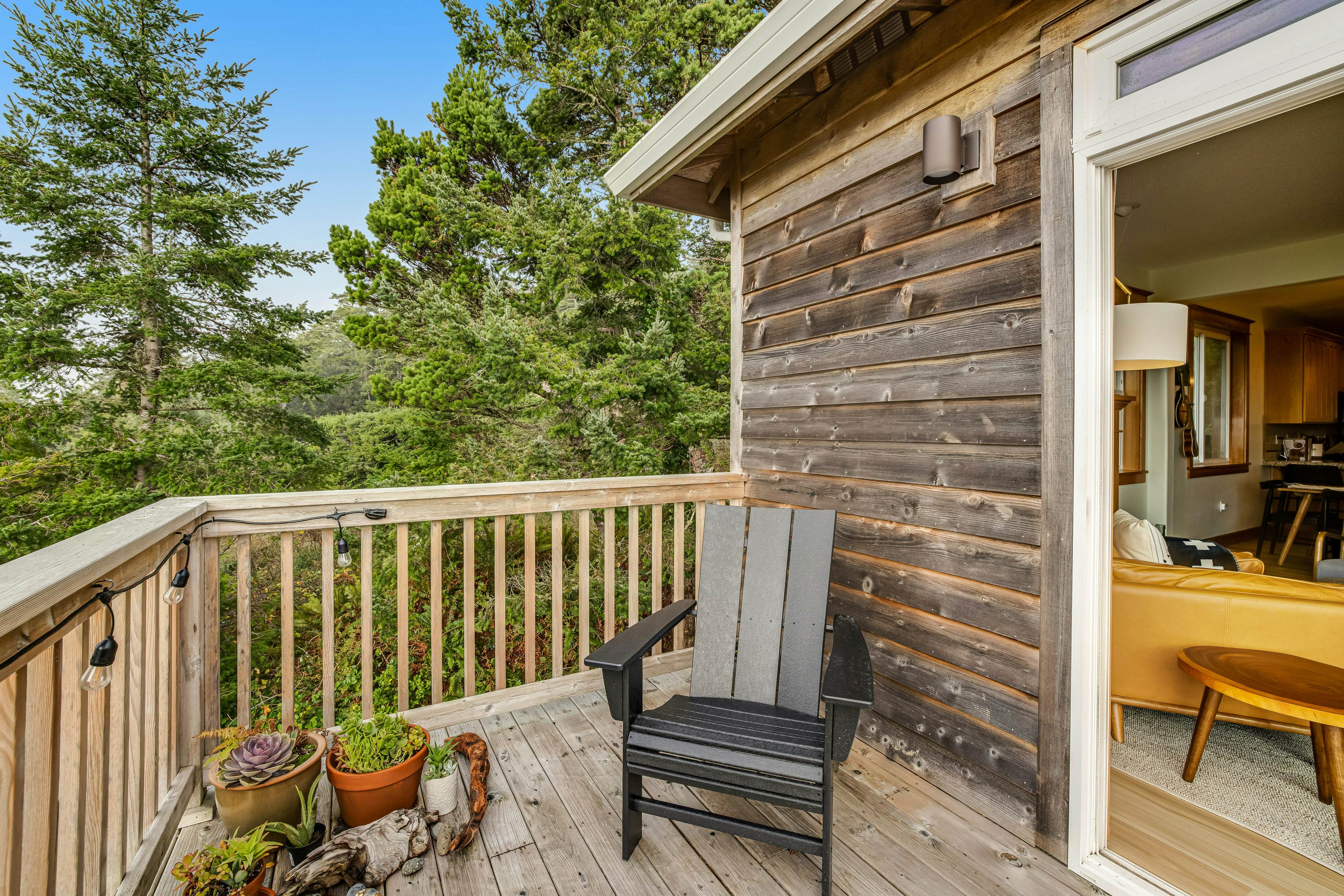 Dog-friendly home with ocean views, deck, washer/dryer, grill, & fireplace
