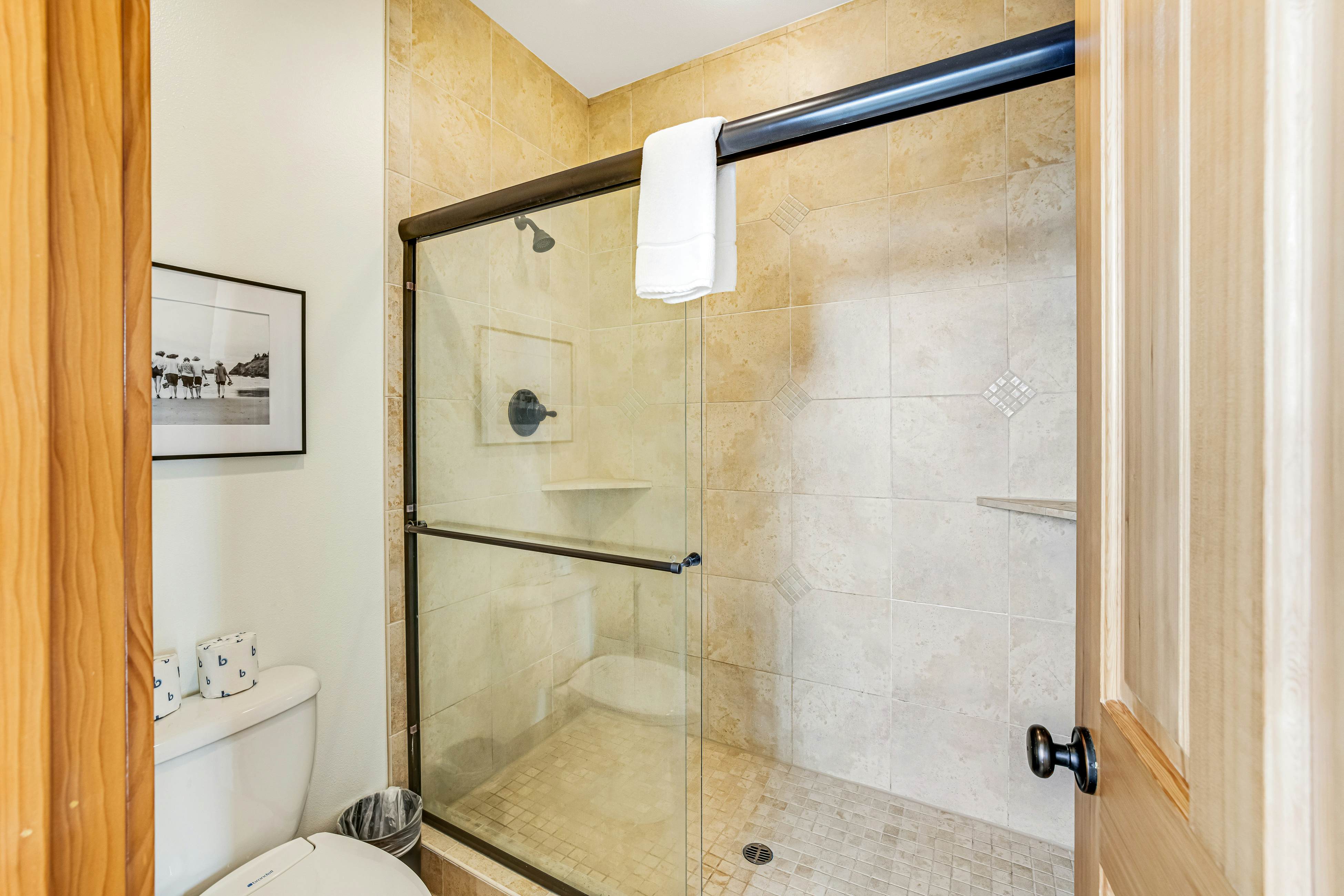 Dog-friendly home with ocean views, deck, washer/dryer, grill, & fireplace