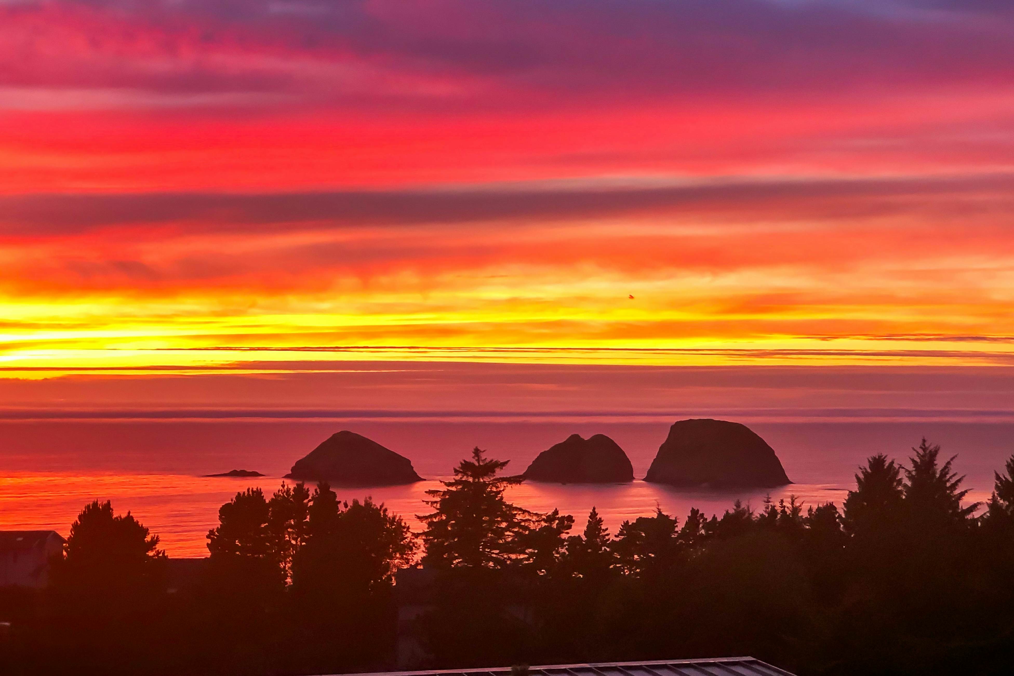 Sweeping ocean-view home with fireplace, grill, & foosball table - dog-friendly