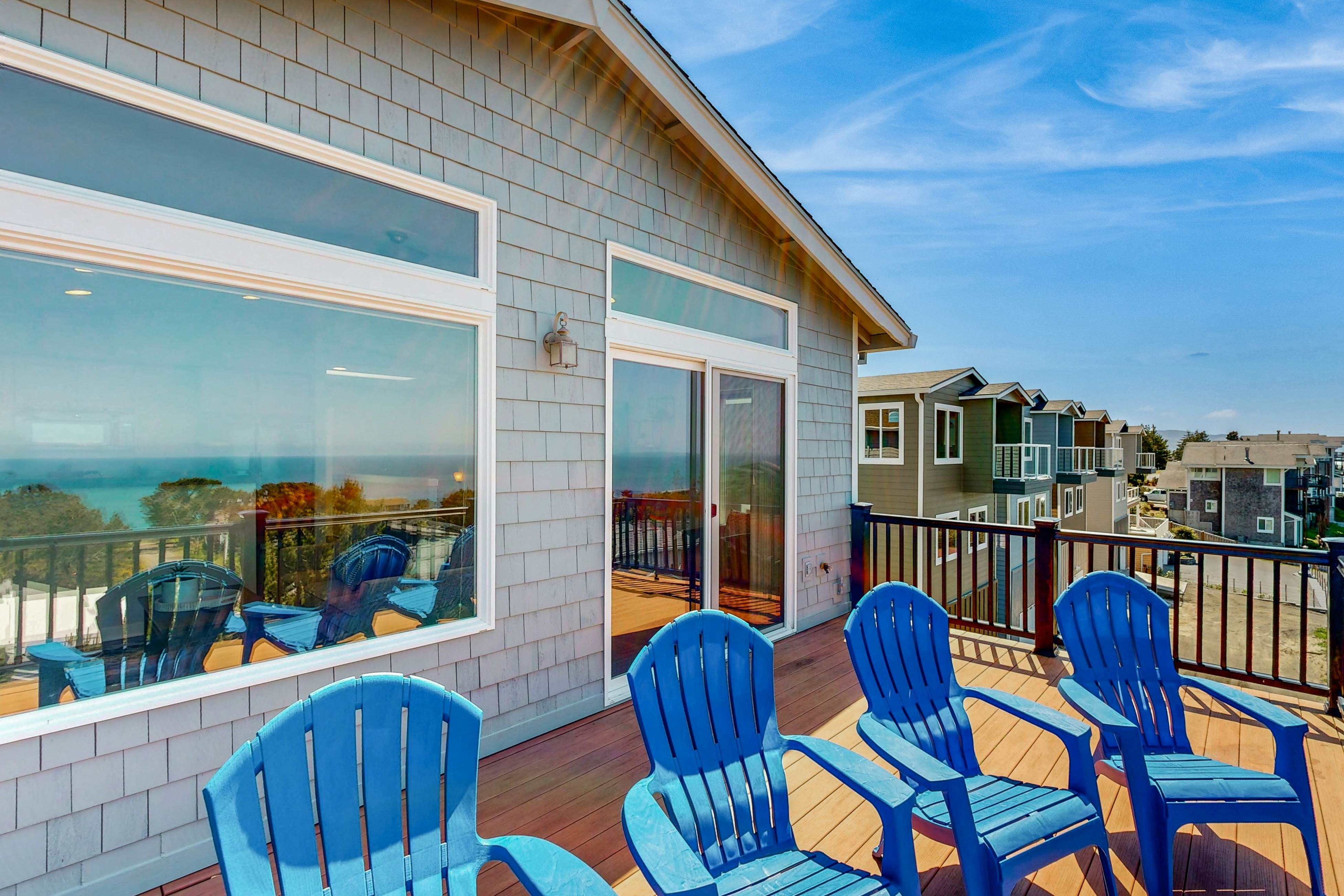 Sweeping ocean-view home with fireplace, grill, & foosball table - dog-friendly