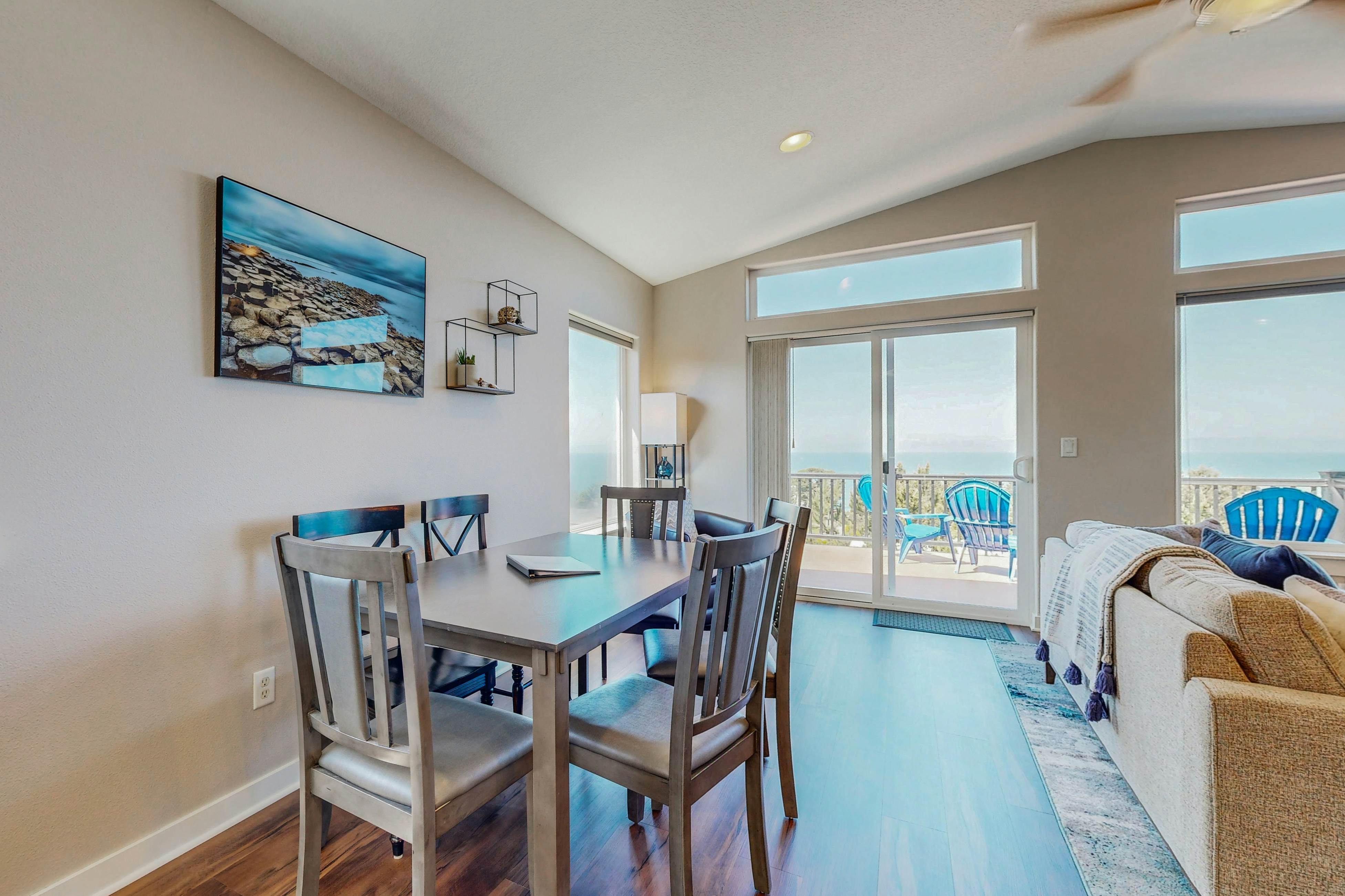 Sweeping ocean-view home with fireplace, grill, & foosball table - dog-friendly