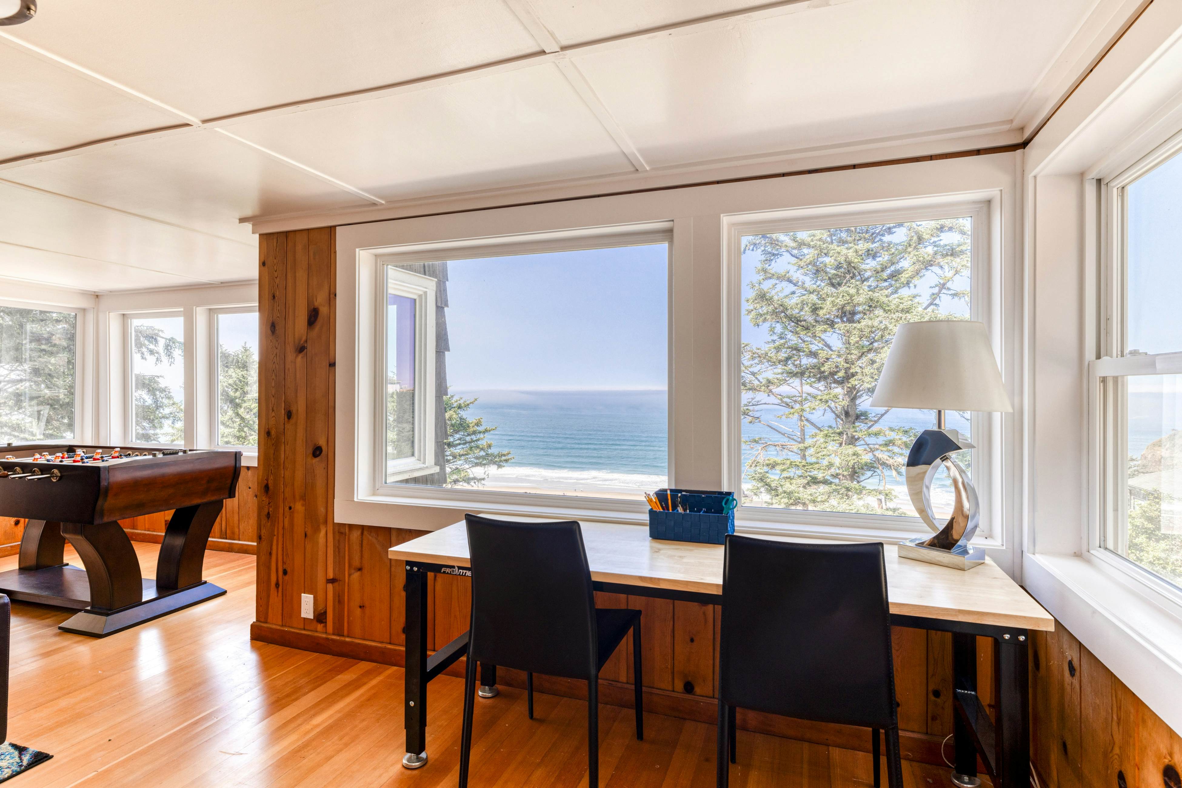 Amazing ocean-view escape with seven bedrooms, scenic patios, & modern interior