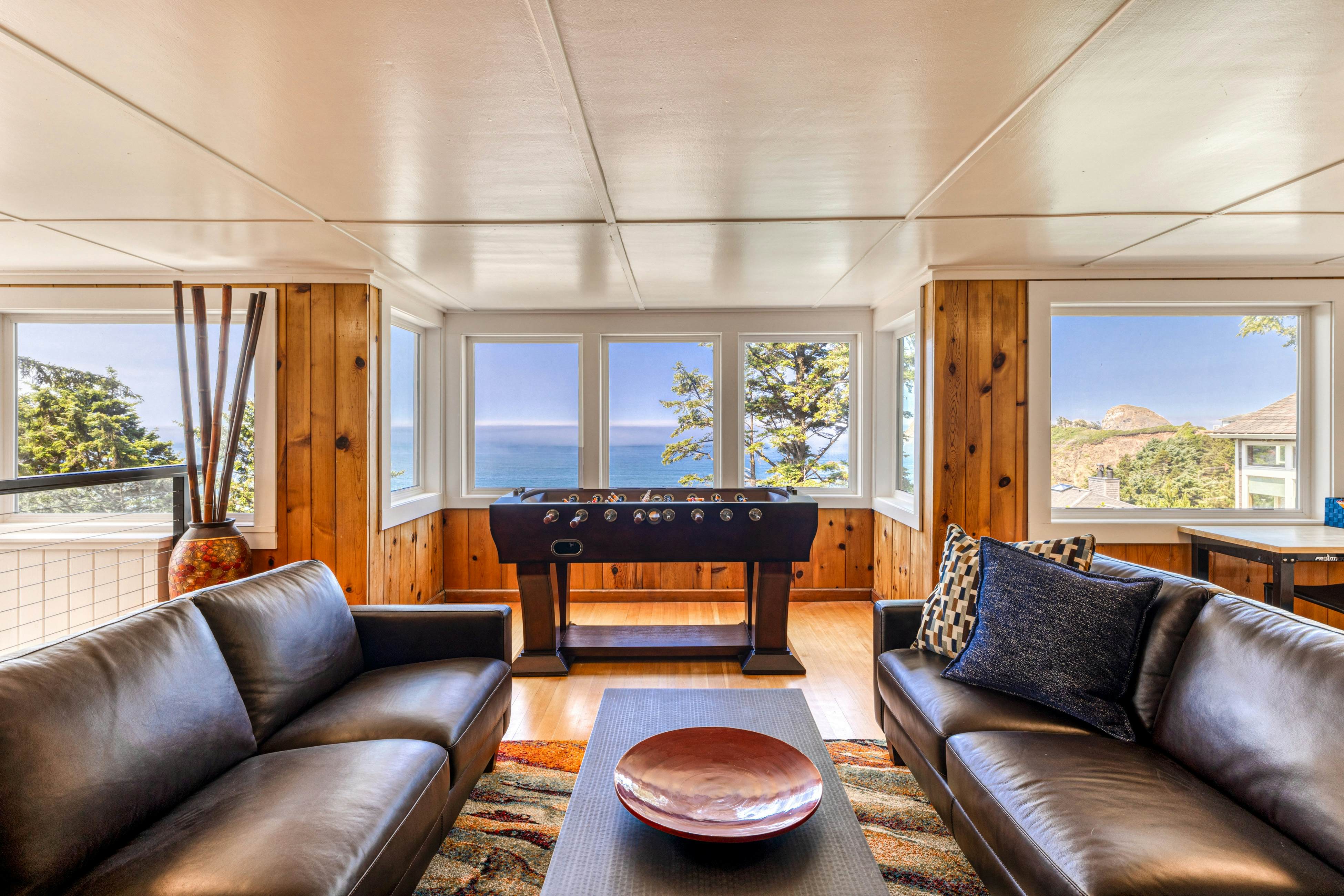 Amazing ocean-view escape with seven bedrooms, scenic patios, & modern interior
