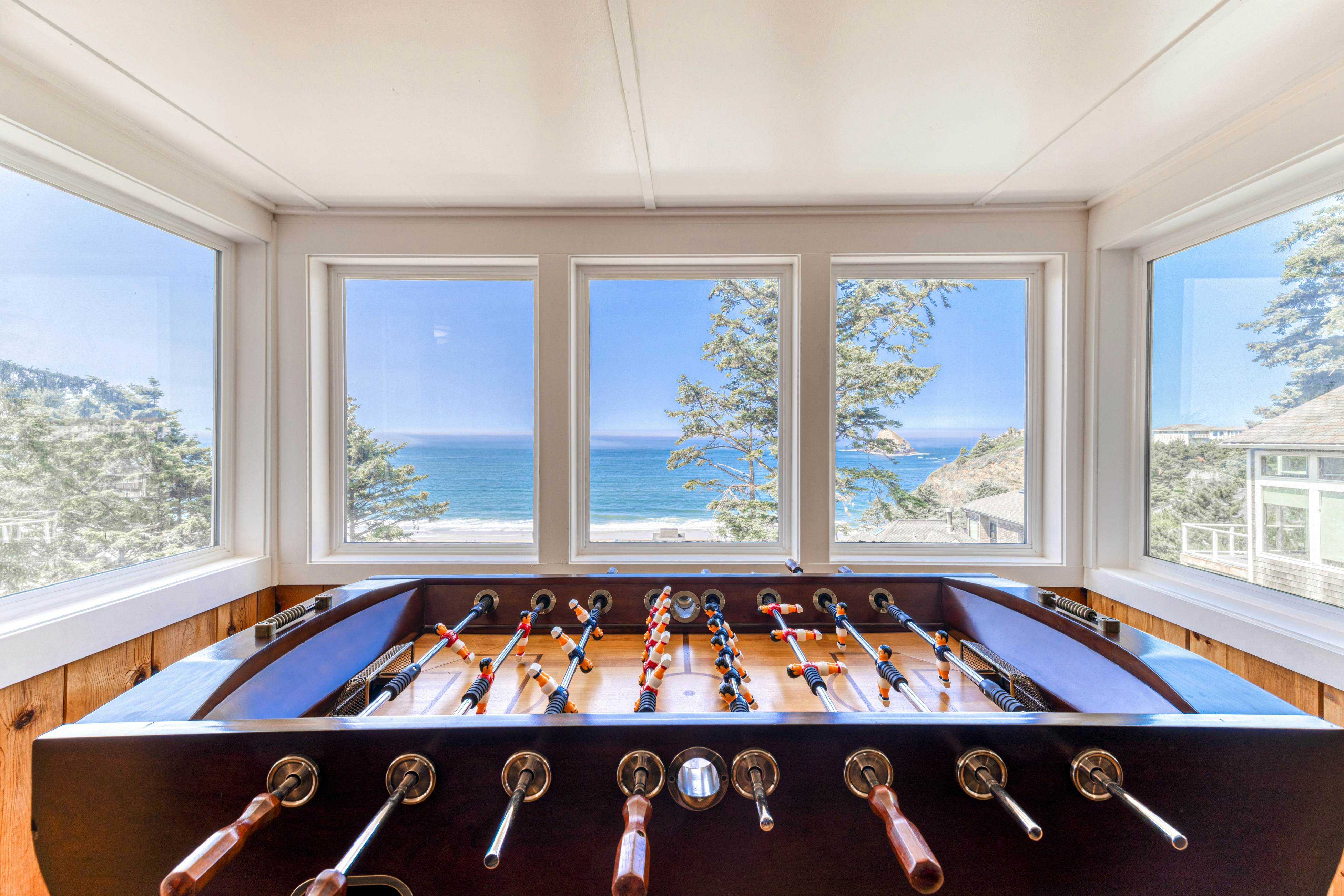 Amazing ocean-view escape with seven bedrooms, scenic patios, & modern interior