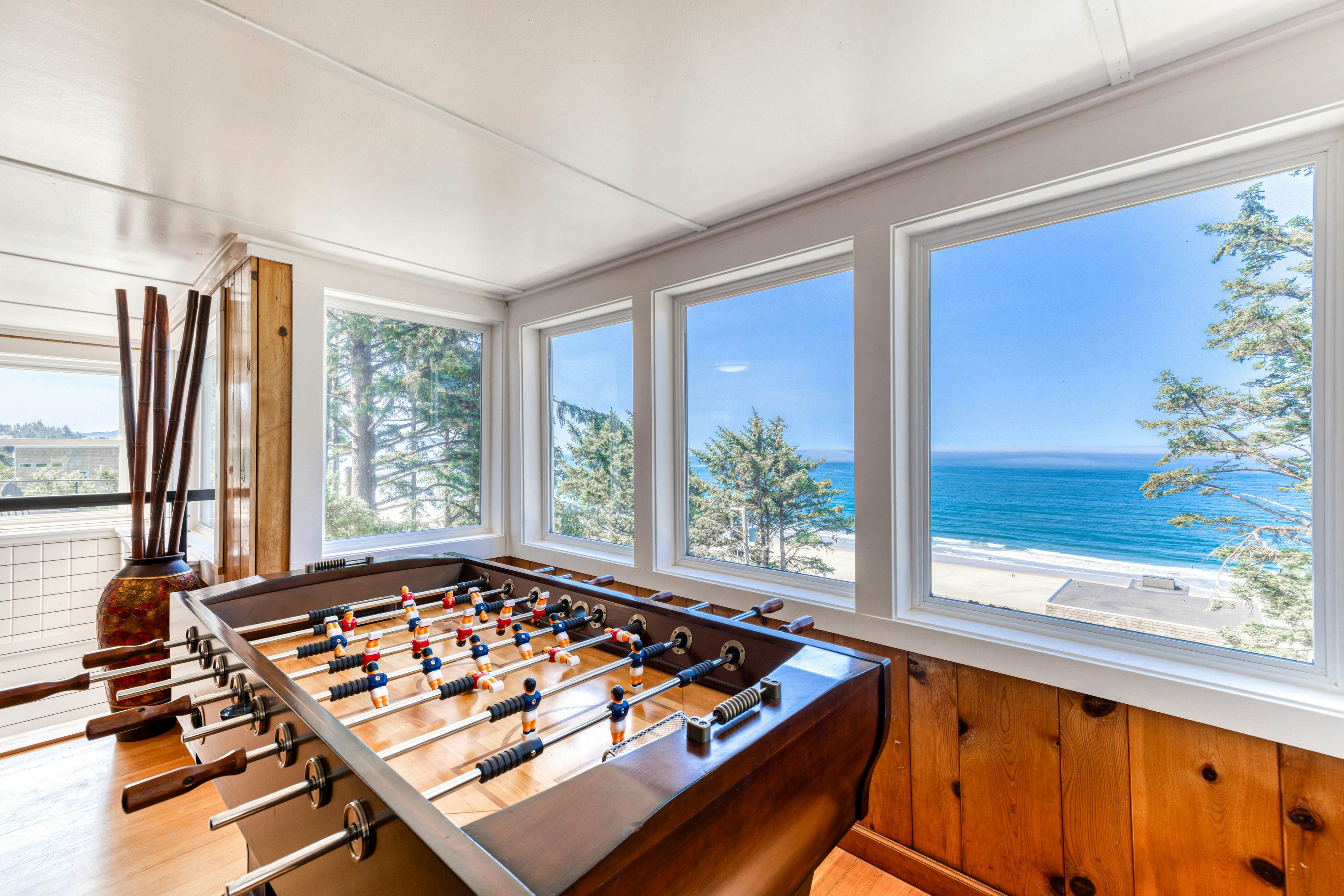 Amazing ocean-view escape with seven bedrooms, scenic patios, & modern interior