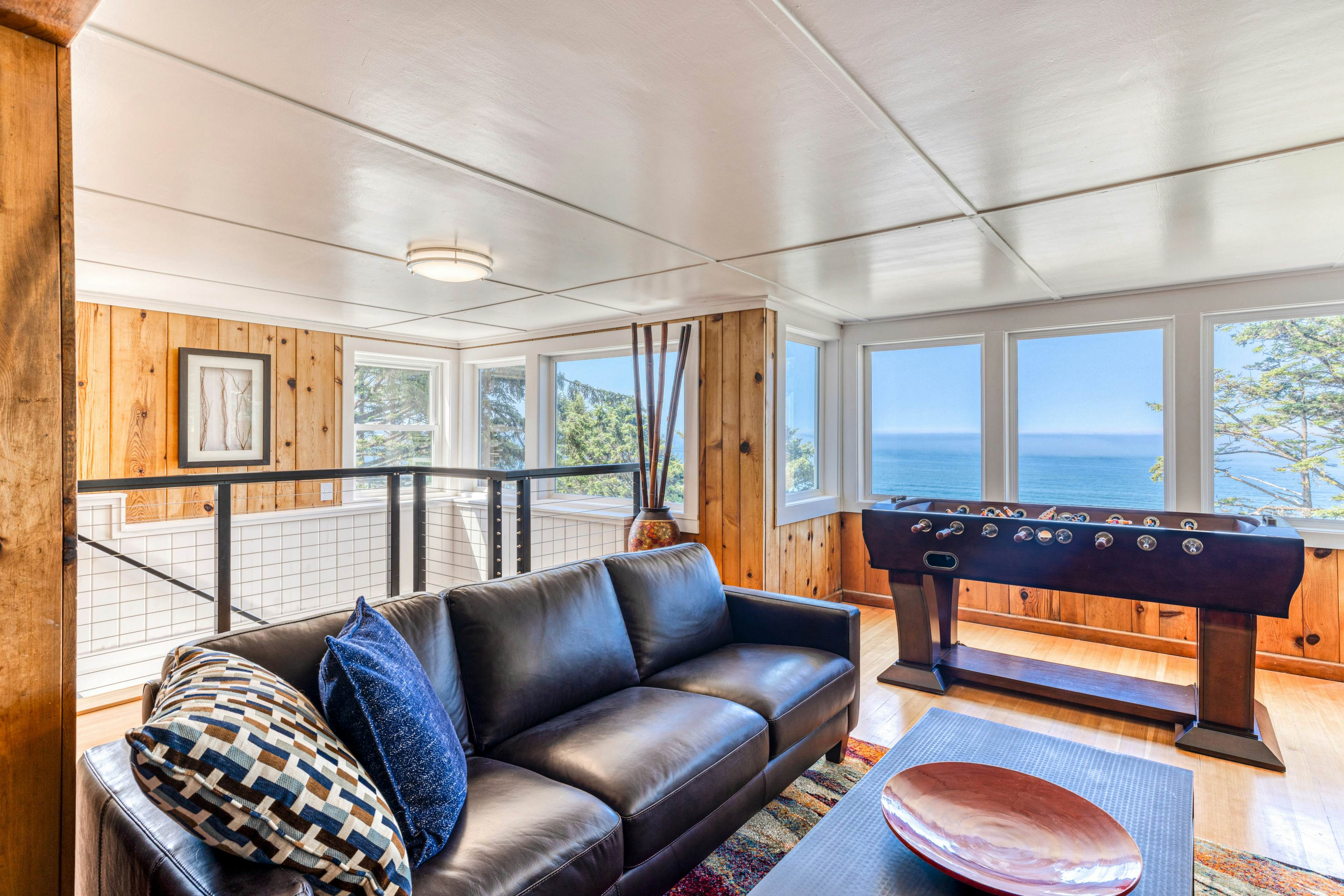 Amazing ocean-view escape with seven bedrooms, scenic patios, & modern interior