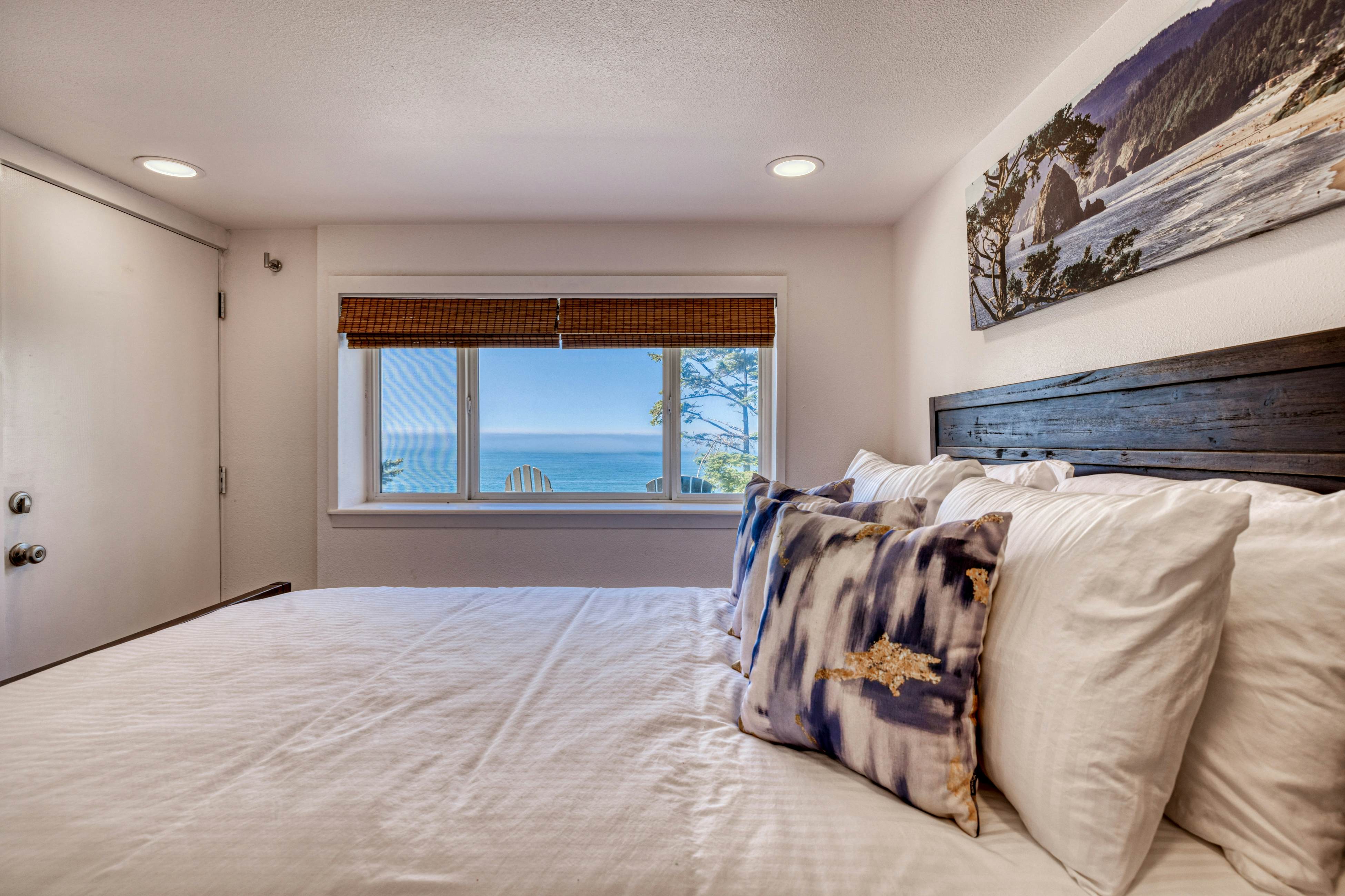 Amazing ocean-view escape with seven bedrooms, scenic patios, & modern interior