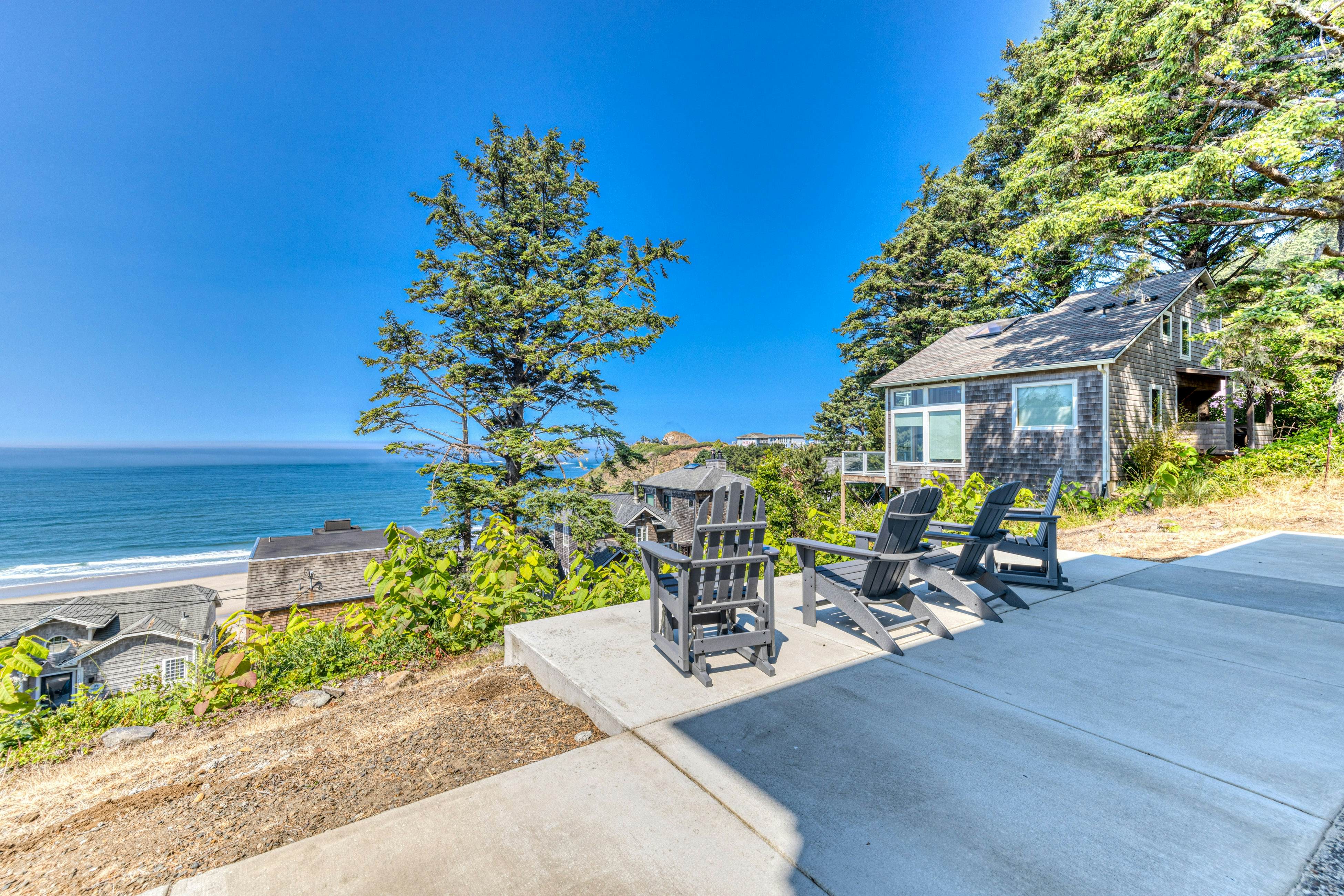 Amazing ocean-view escape with seven bedrooms, scenic patios, & modern interior