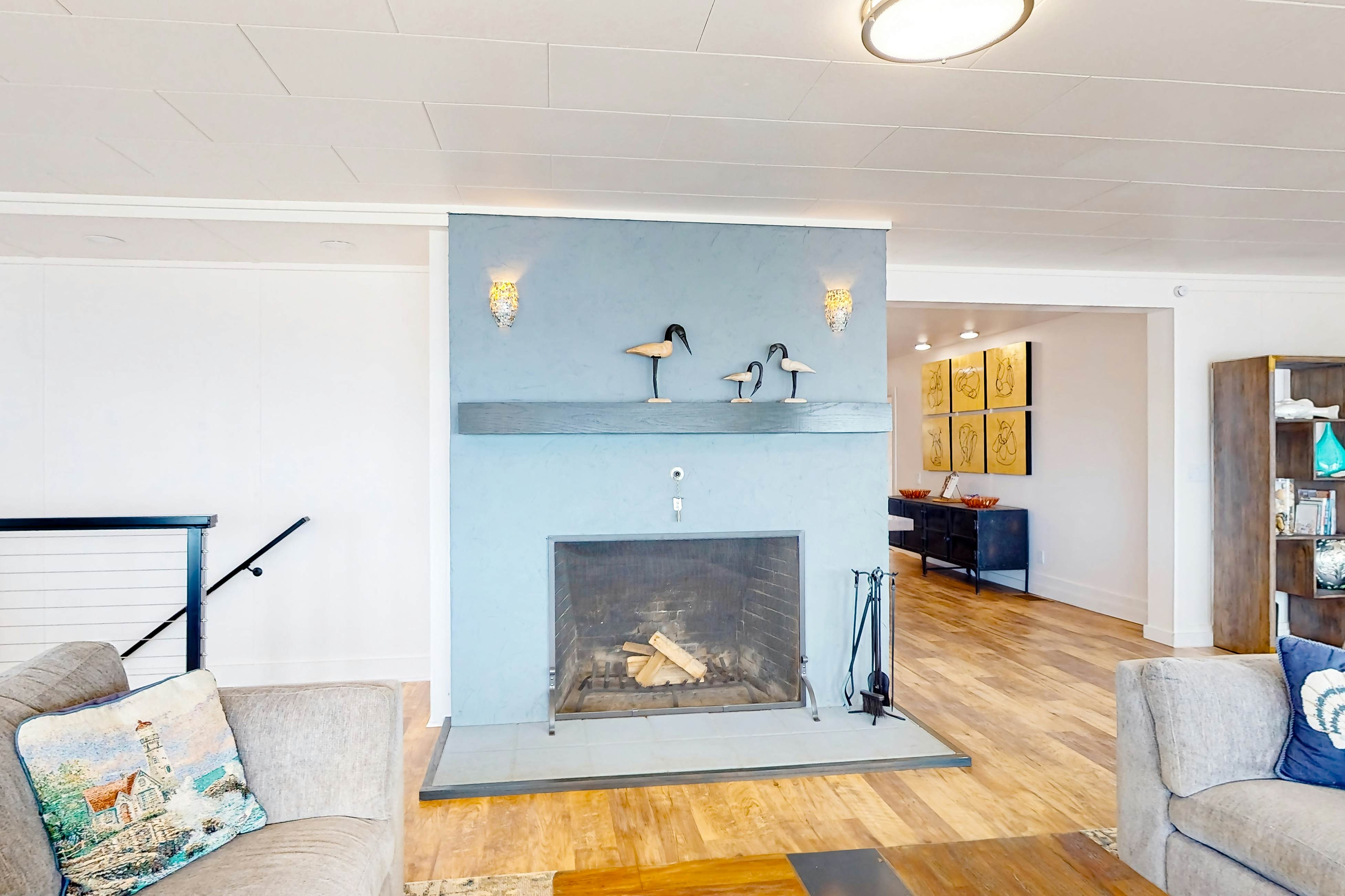 Spacious ocean view home with wood fireplace, grill, & deck - dog-friendly