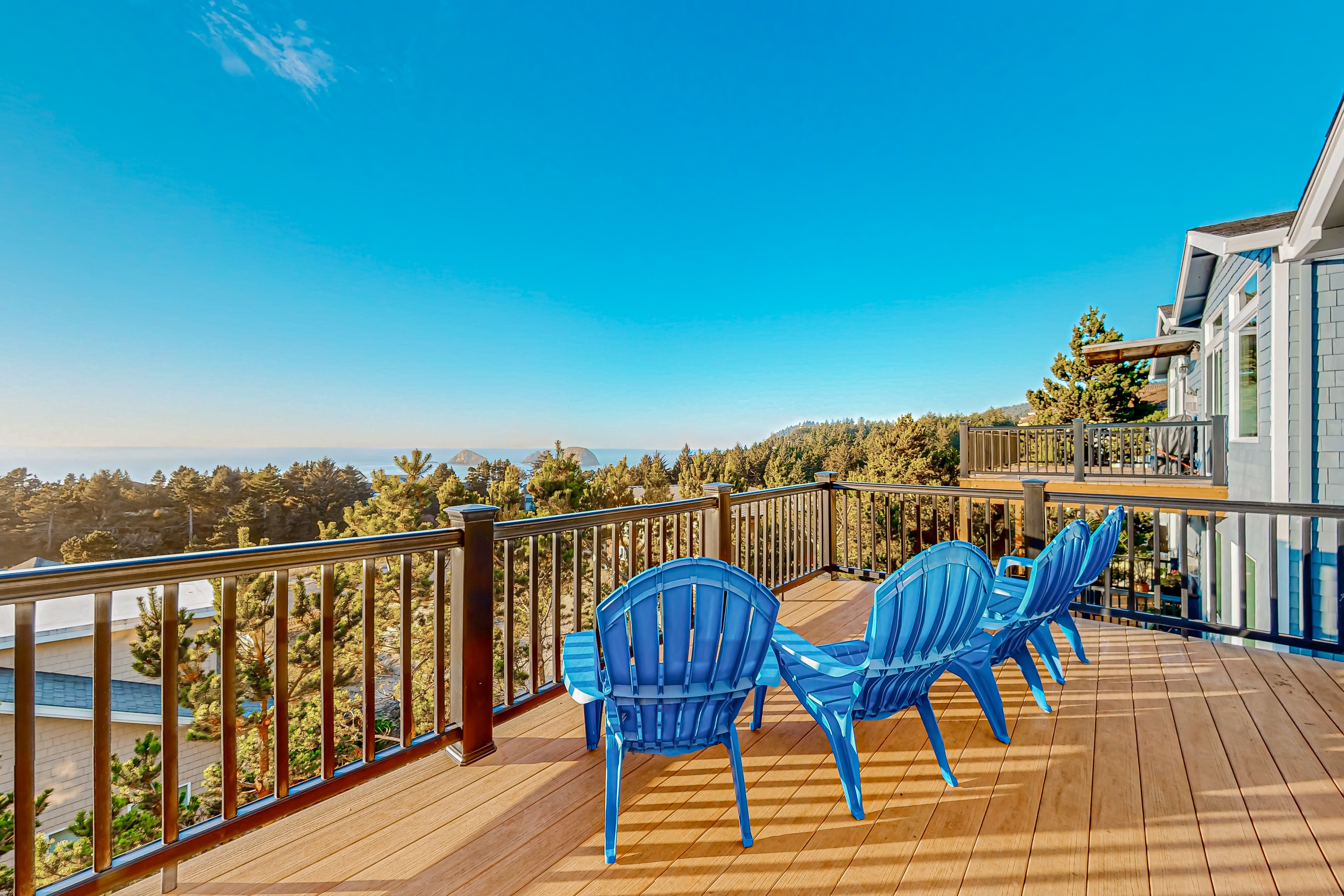 Spectacular ocean view home with fireplace and large decks dog friendly