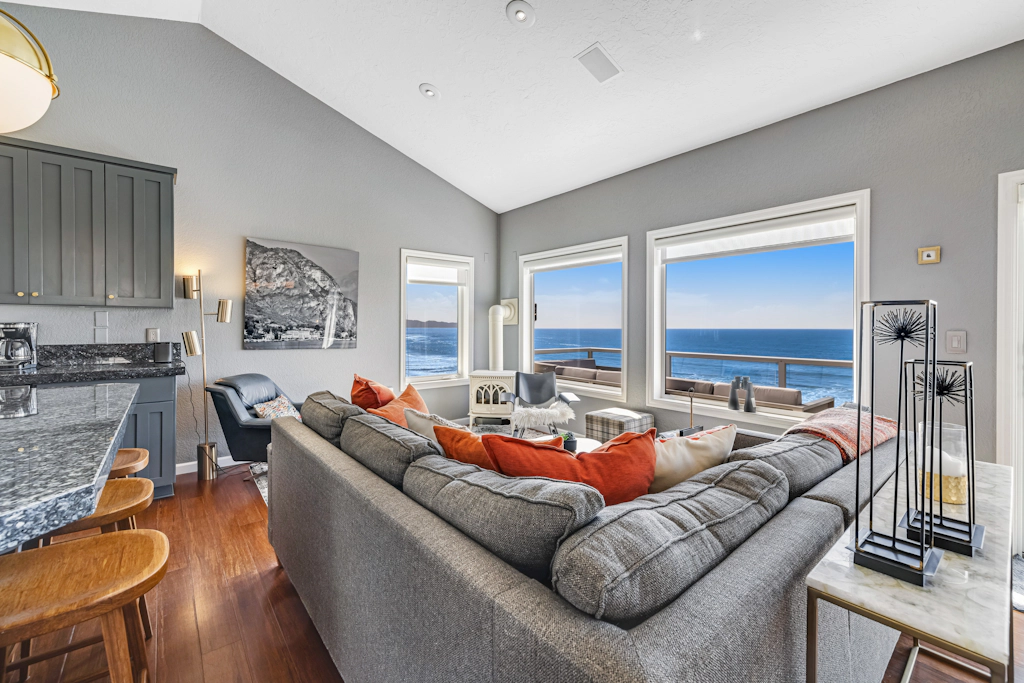 Remodeled home with multiple decks and ocean views short walk to beach