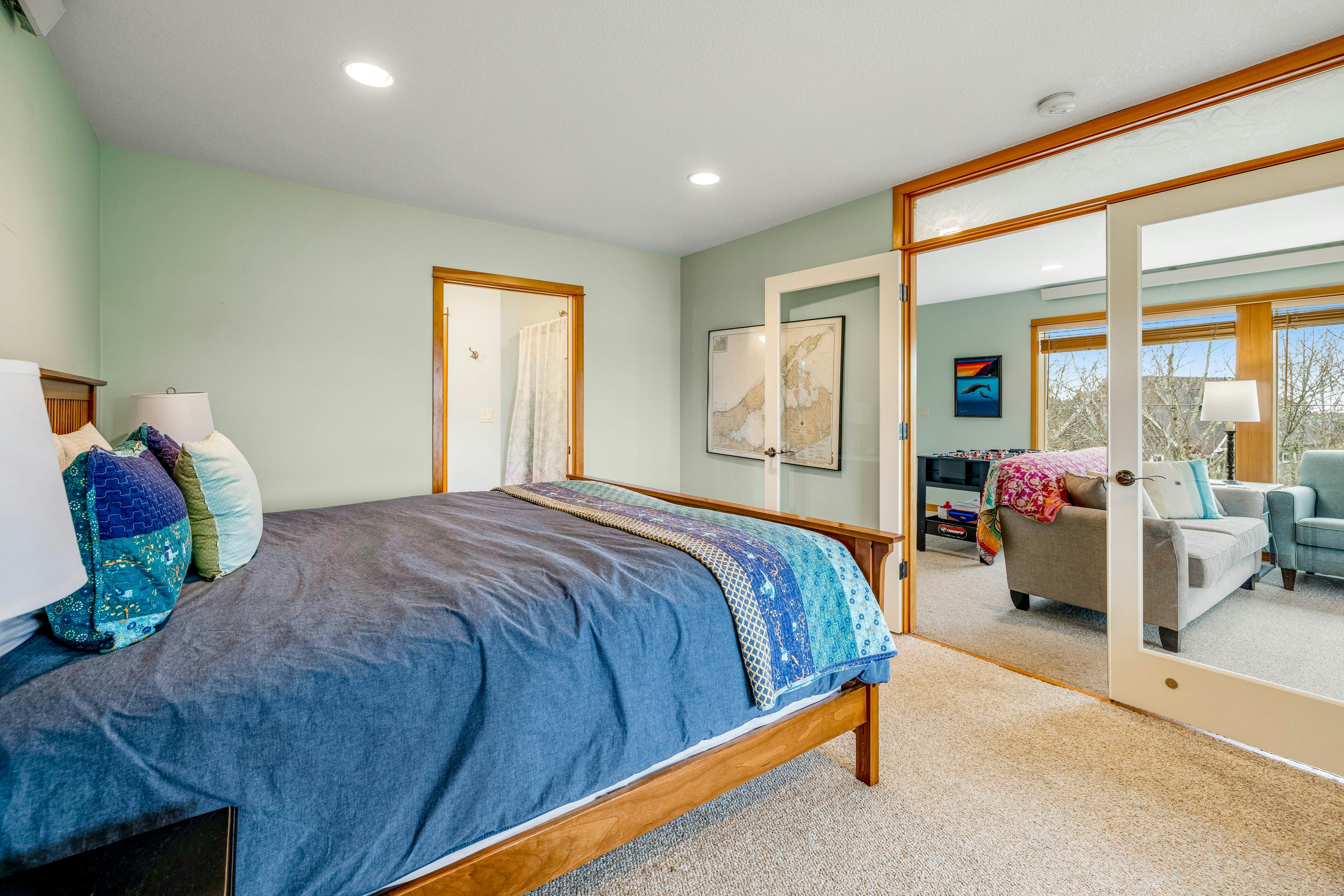 Lakefront escape with water views, grill, wrap-around deck - walk to beach