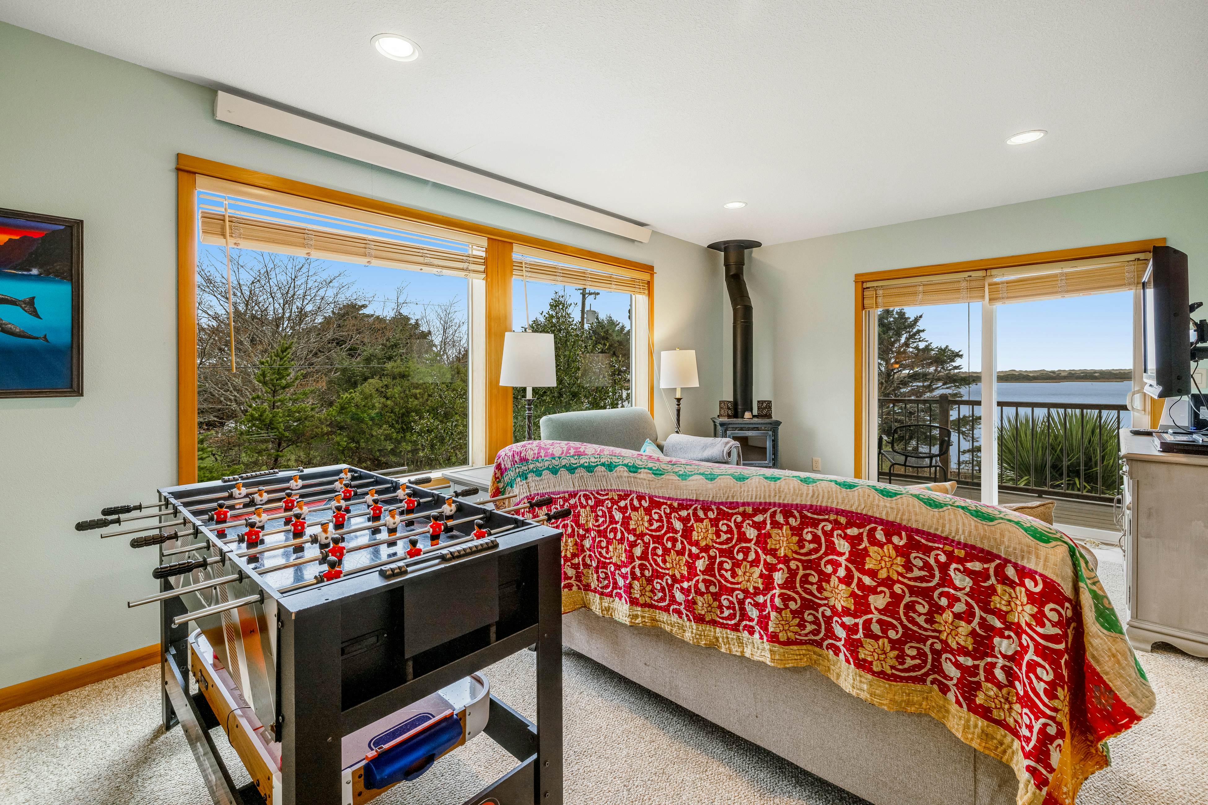 Lakefront escape with water views, grill, wrap-around deck - walk to beach